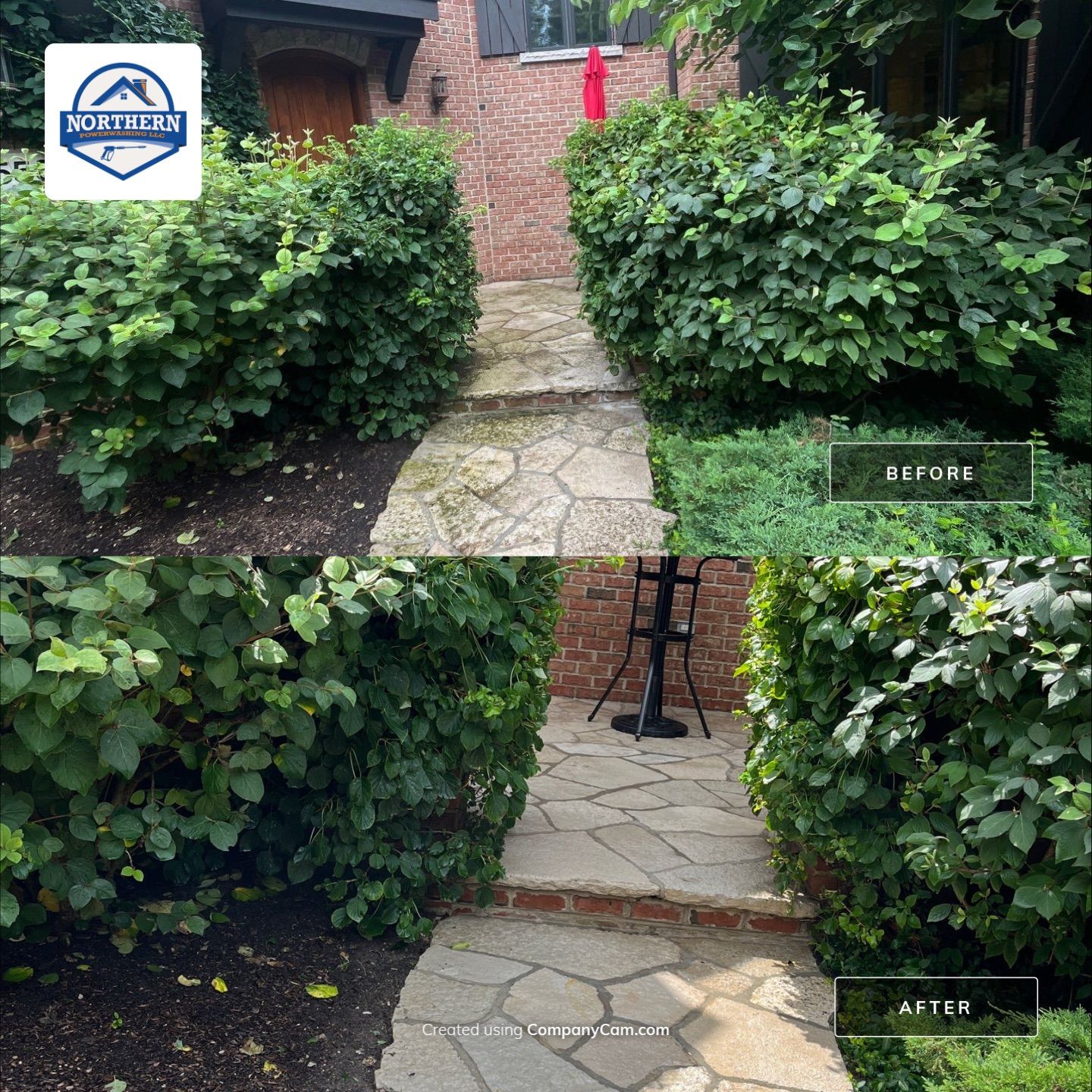 natural stone using Algaecide, soft wash soap by Northern Power Washing LLC.