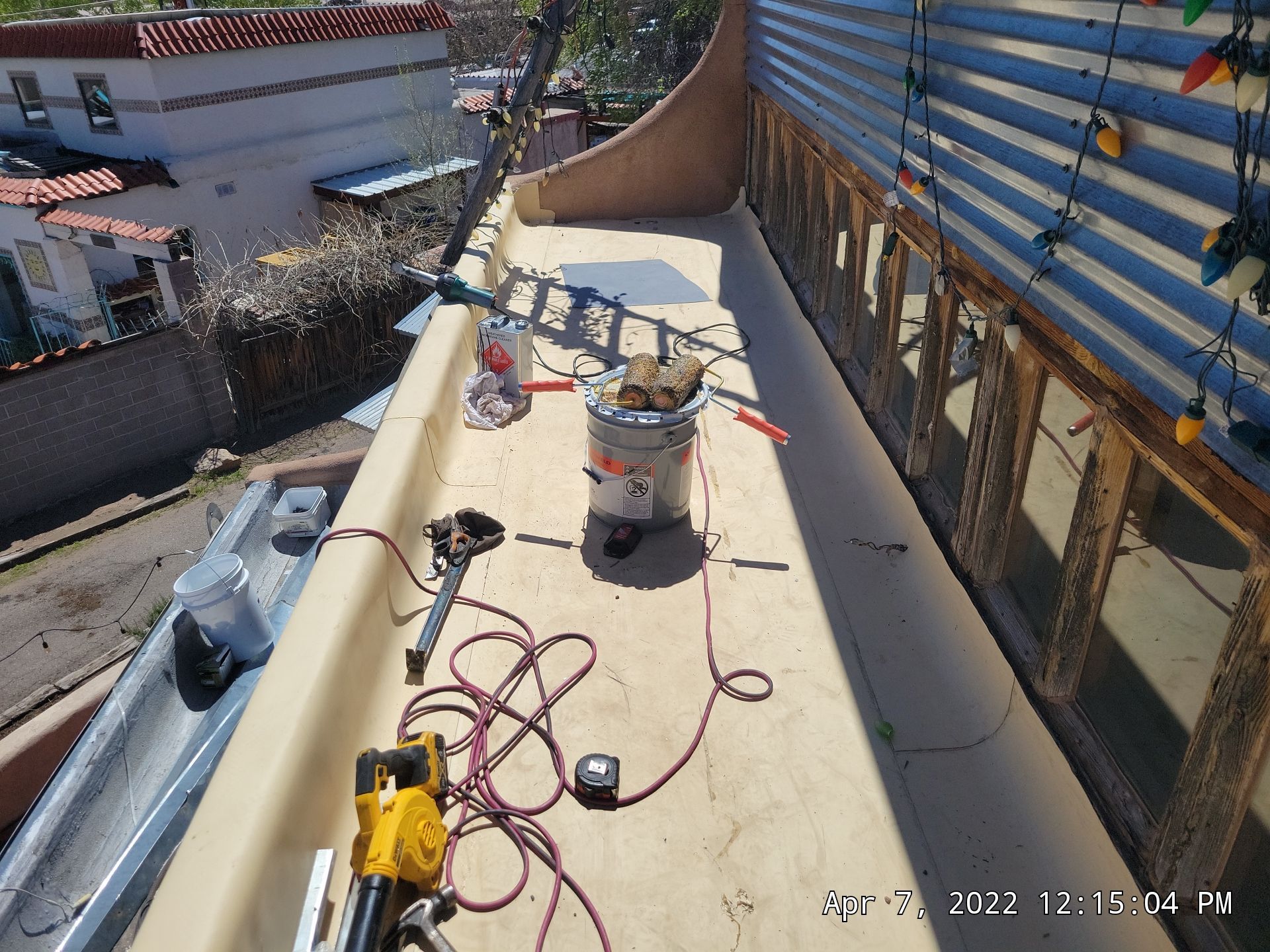 TPO Roof Replacement on entry of Albuquerque Restaurant by Doyle Roof Masters Inc