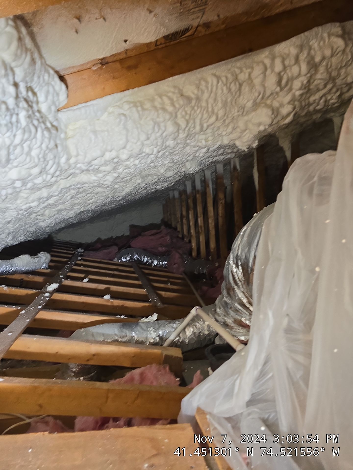 Attic Insulation using open cell spray foam by NYS Foam & Energy