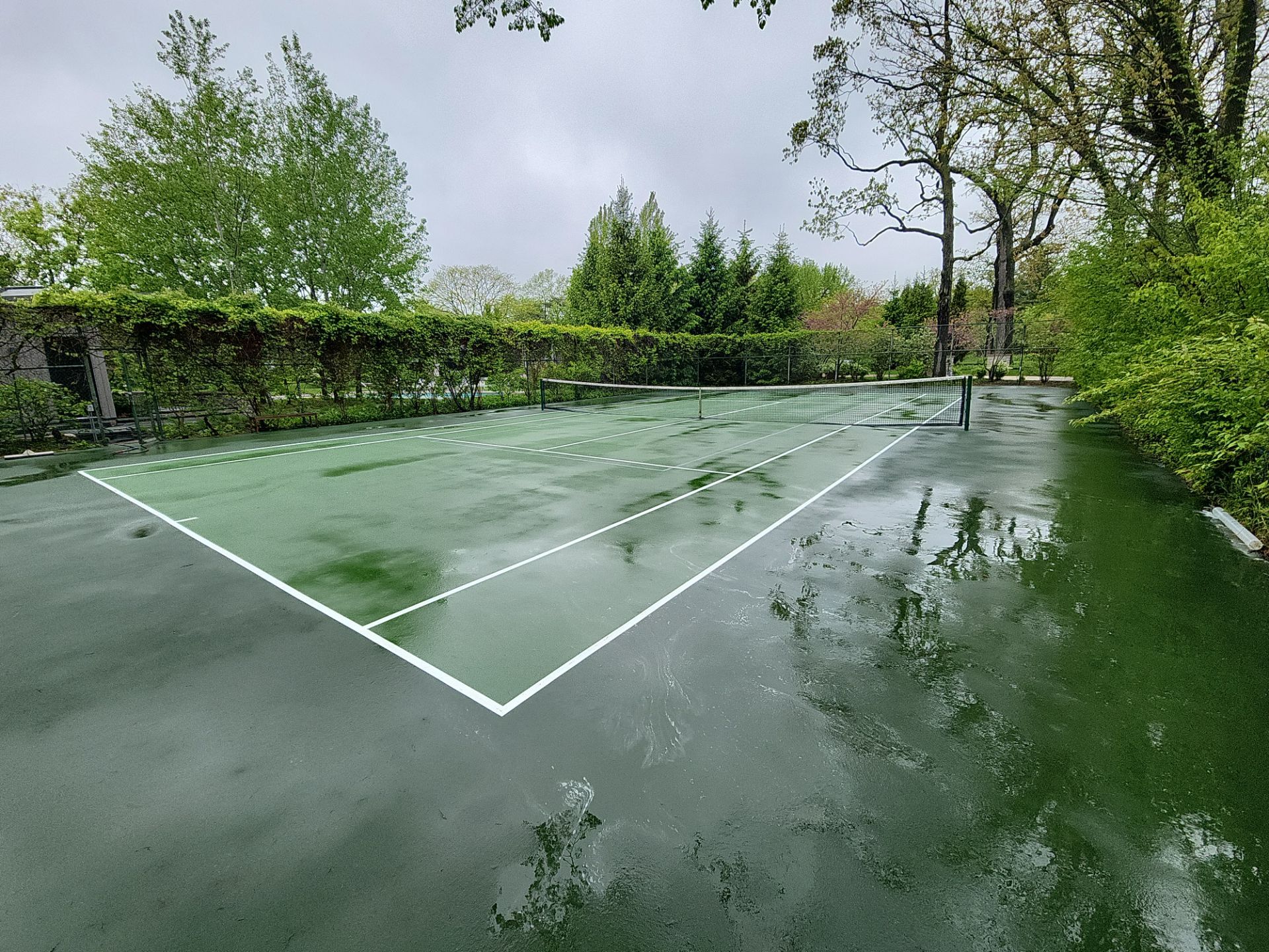 Tennis Court using Algaecide, soft wash soap by Northern Power Washing LLC.