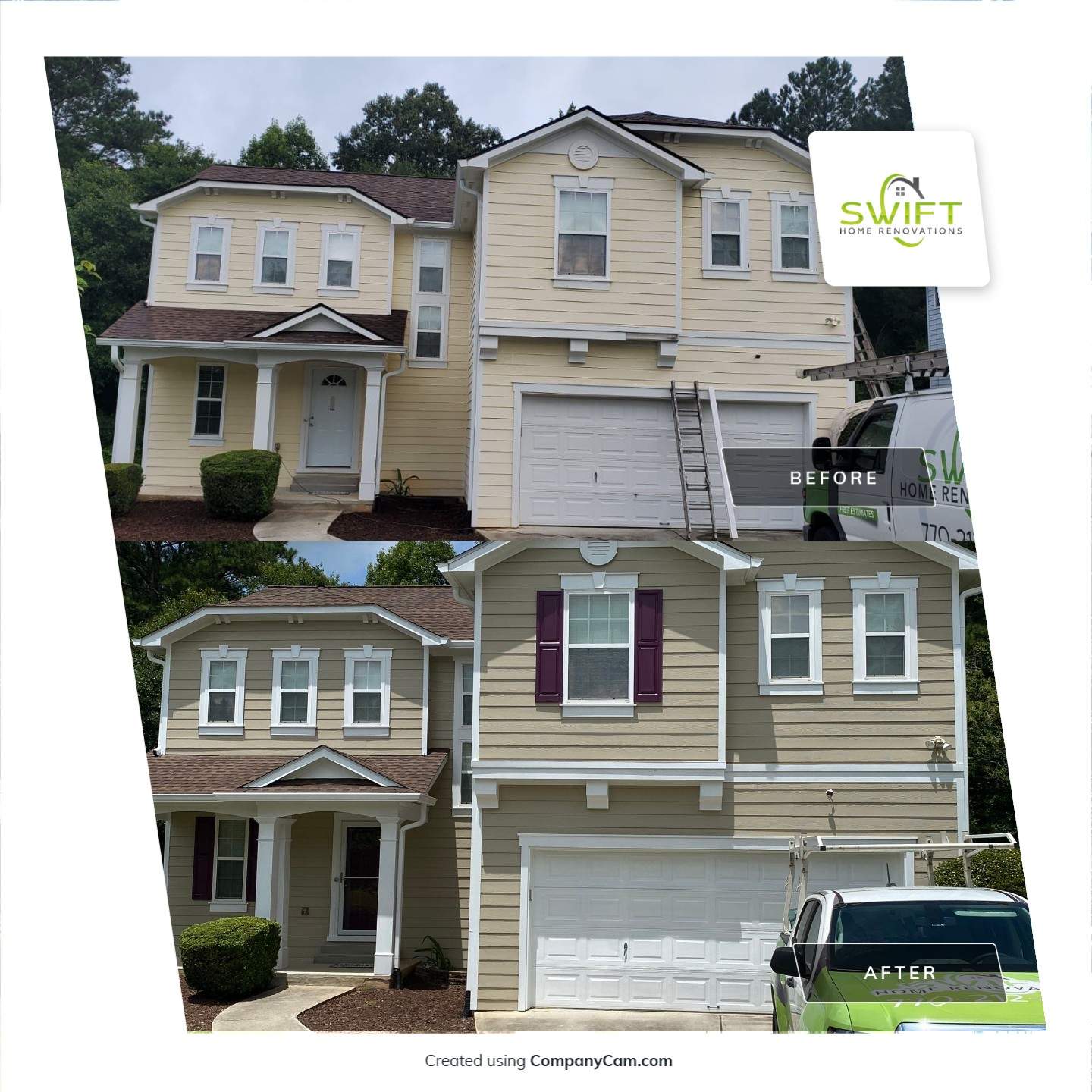 Two-Story Residential Exterior Painting and Shutter Refresh in Atlanta by Swift Home Renovations