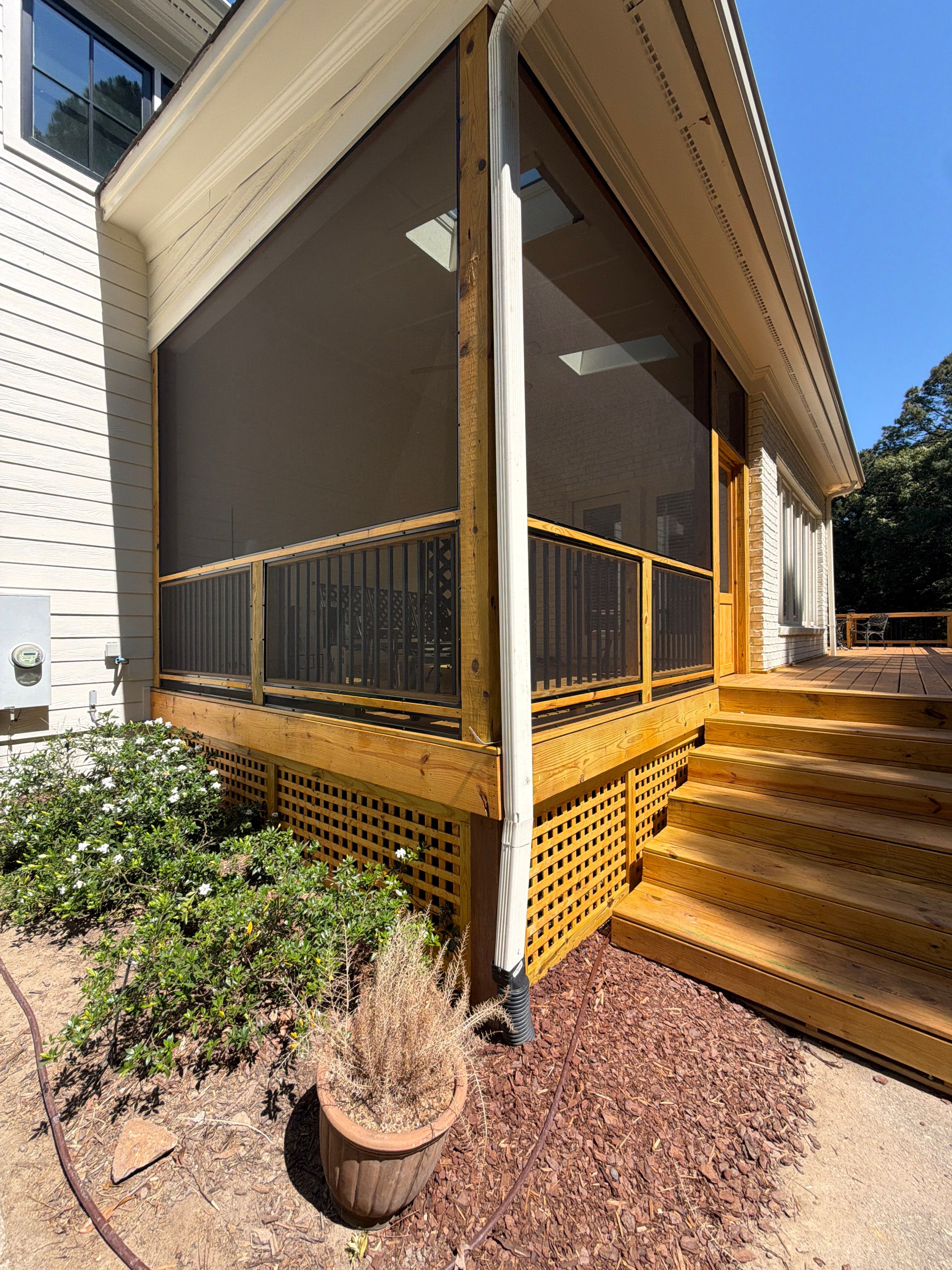Deck Stain, Round Balusters & Screened Porch Transformation by Billy Weatherspoon Contractor
