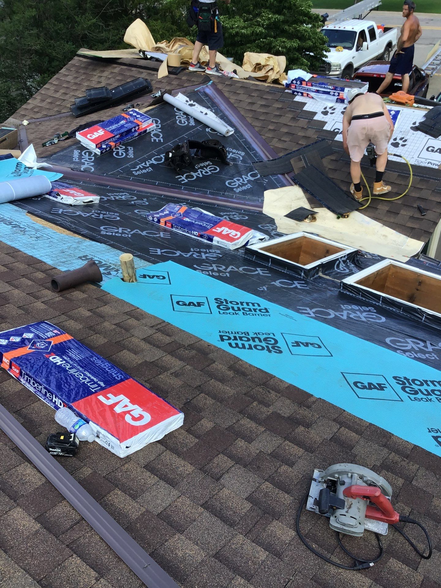 Velux Skylights, GAF Roofing, Front Porch Overhang by Northwest Construction 