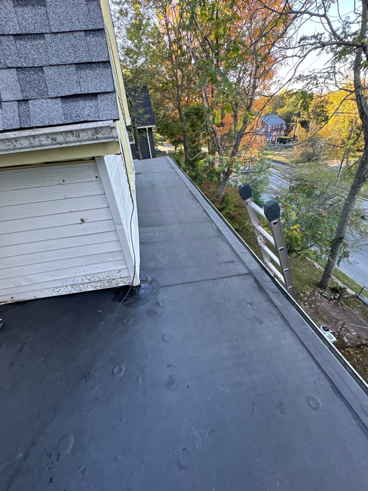 Full Roof & Porch EPDM Replacement with Skylight and Chimney Repairs by Mighty Dog Roofing of Greater Middlesex County