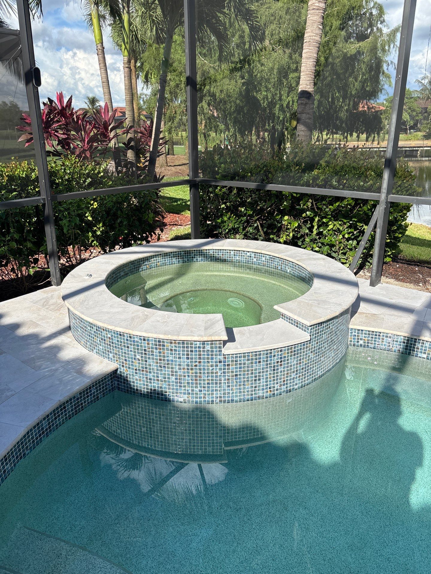 Textured Marble Pool Deck - Bonita National Golf & Country Club by Old Town Pavers Llc