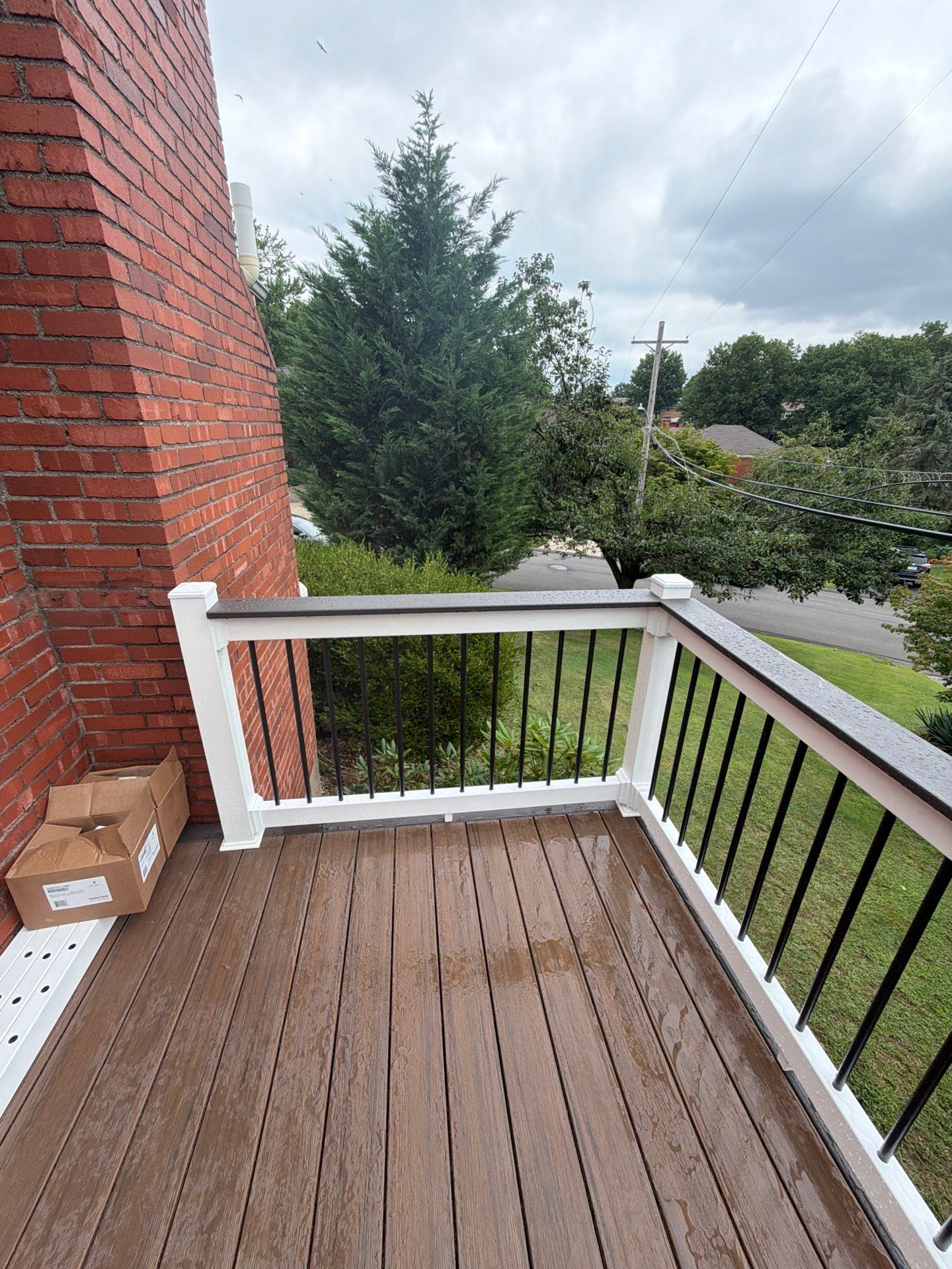 2 tone Composite Re-Deck with Vinyl Railings in Pittsburgh by Cousins Roofing Siding & Decks
