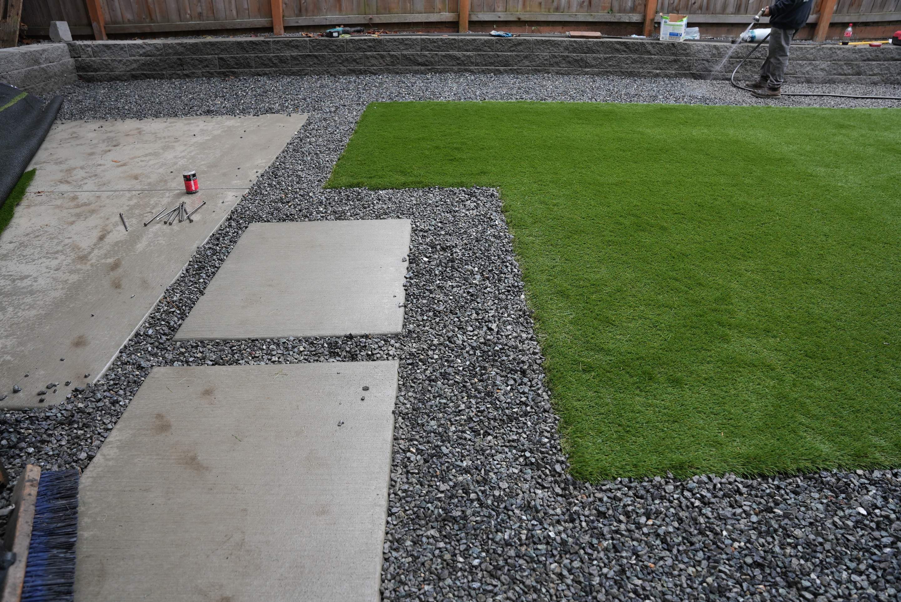 Turf Installation, Retaining Wall & Concrete Walkway | Seattle  by Jireh Asphalt & Concrete Inc 
