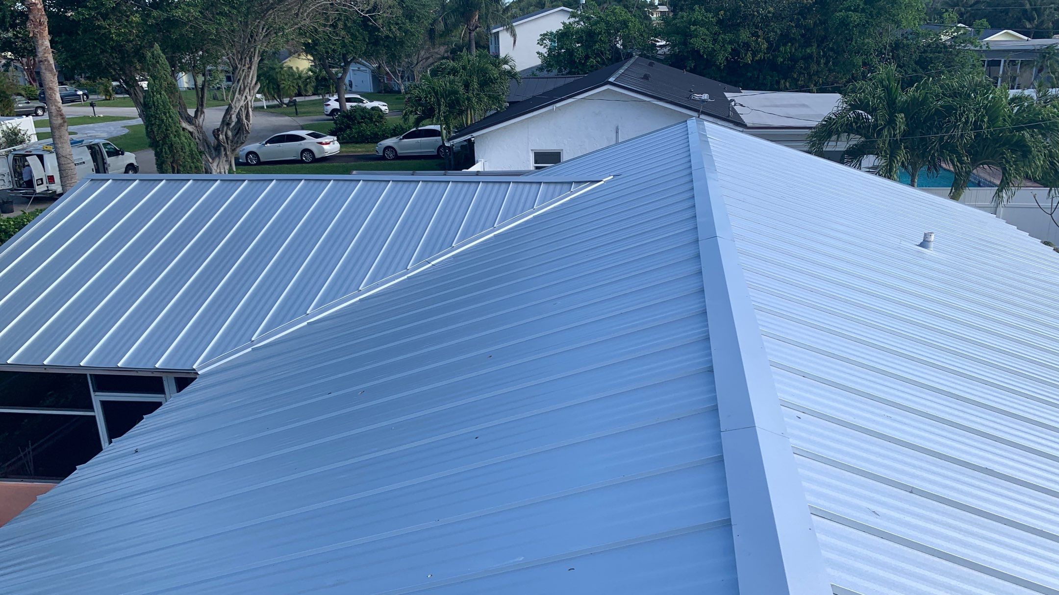 Residential Roofing Installation using 1" Nail strip metal roof by BLUES BROTHERS ROOFING