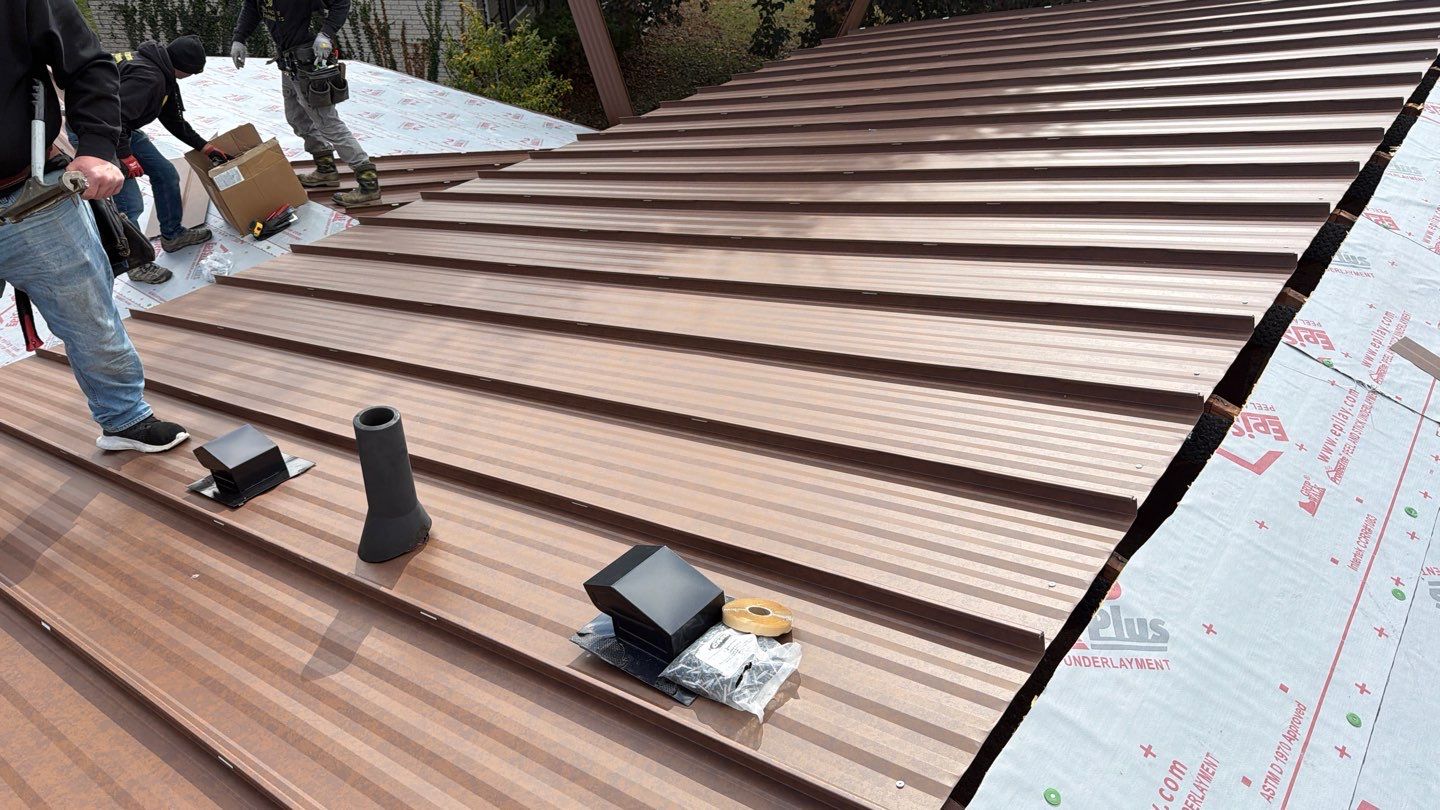 Roof Replacement using MS Standing Seam Roof Western Rust by 180 Contractors