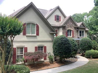 Exterior Painting and Shutter Refresh for a Roswell Stucco Home