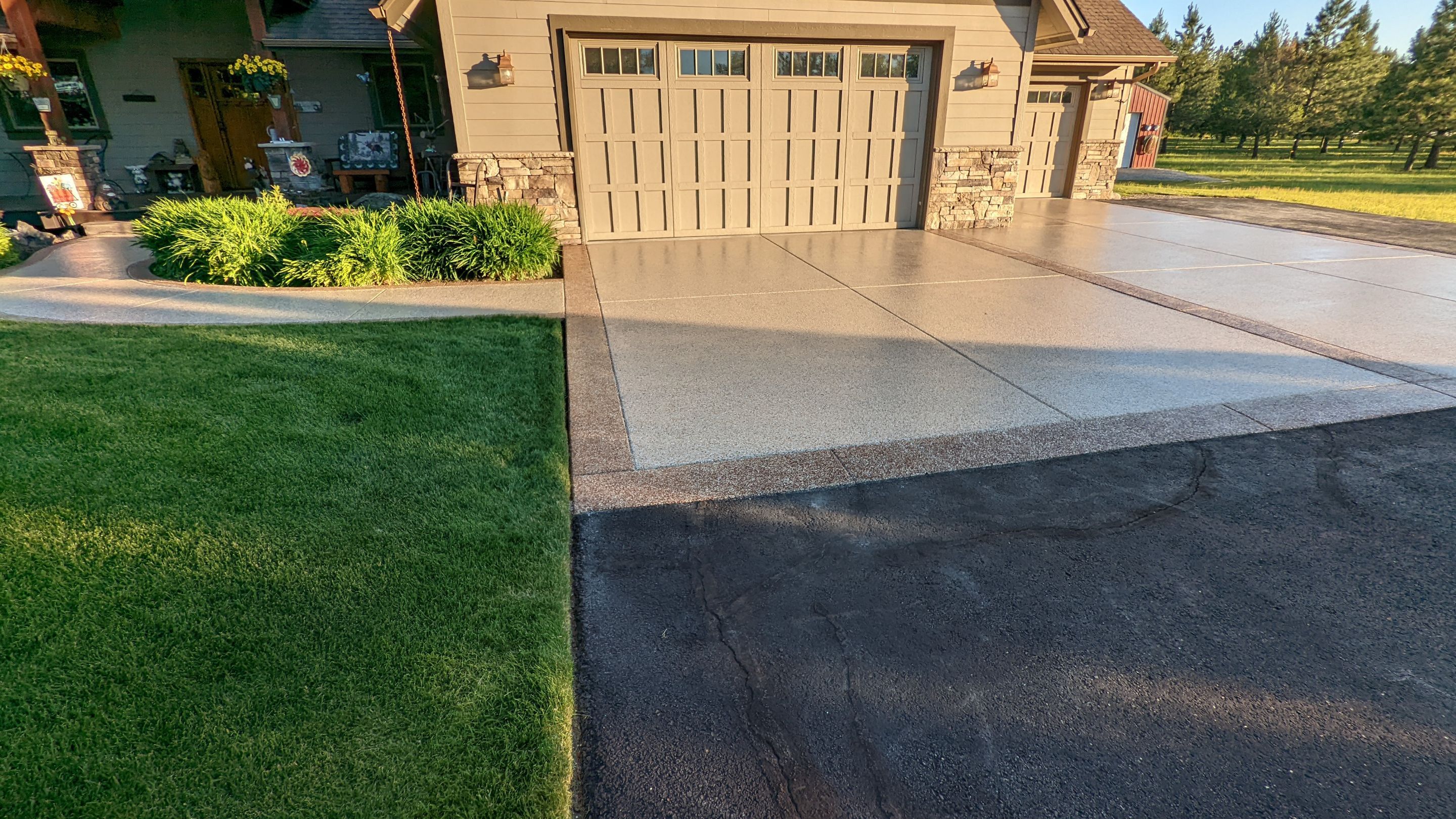 Driveway using Pecan and Chestnut Trim by Croc Coatings, LLC