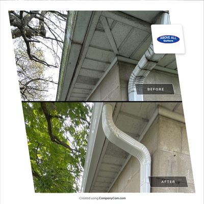 Gutter Installation using 5"white K style seamless gutters and 2x3 white leaders