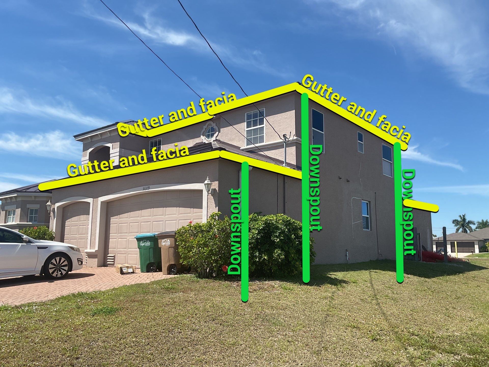 Brown Seamless Gutters using Royal Brown in Cape Coral by Gutter Professors