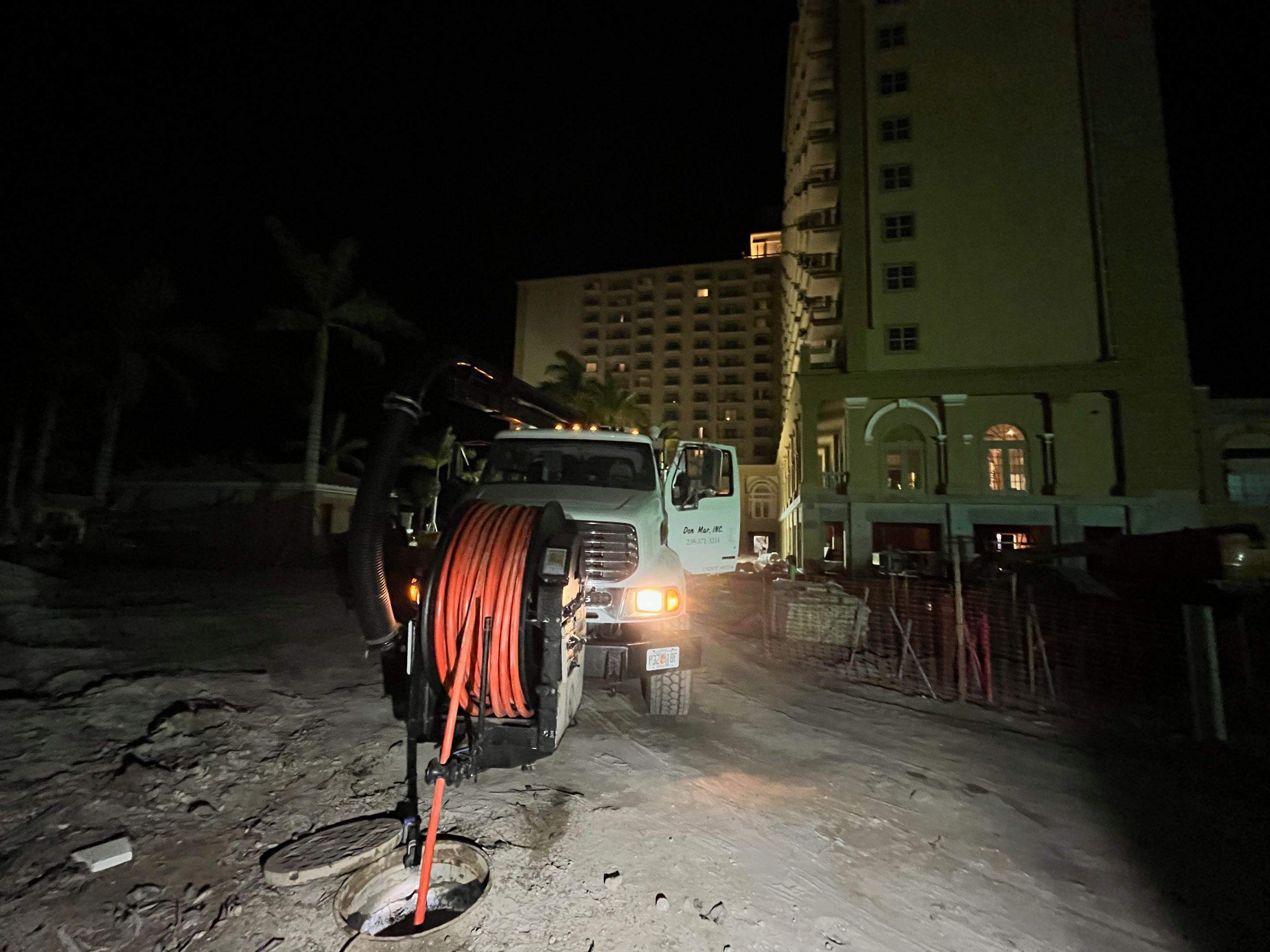 Ritz-Carlton S. Pool Deck & S. Service Rd Drain Cleaning by APS Power & Water