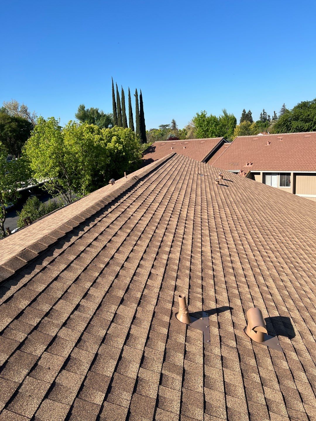 Removed tile from roof and replaced with shingles by Straight Edge Roofing Inc