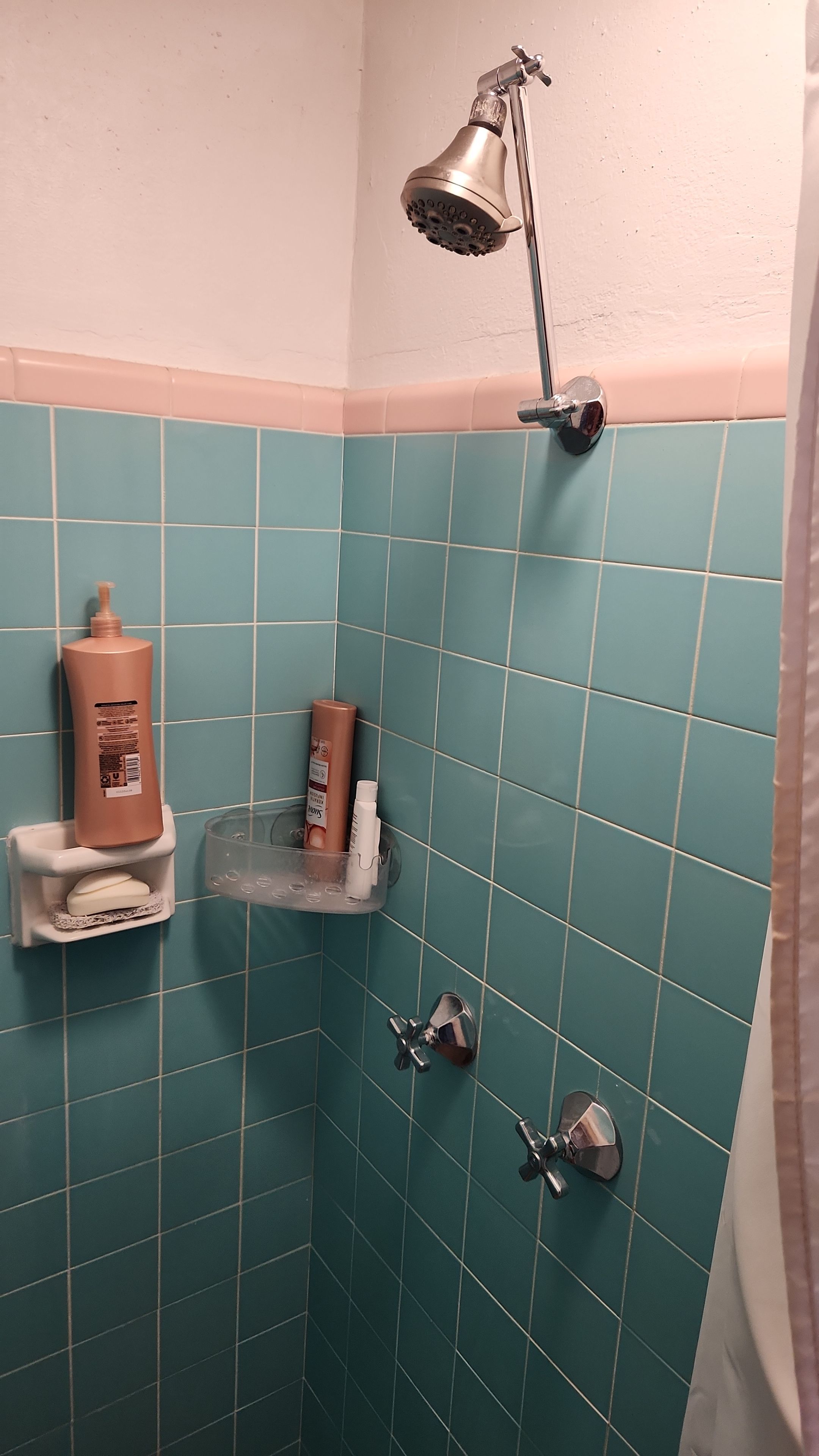 Full bathroom, tile shower, tile floor, tile wainscoting by The Shower Company