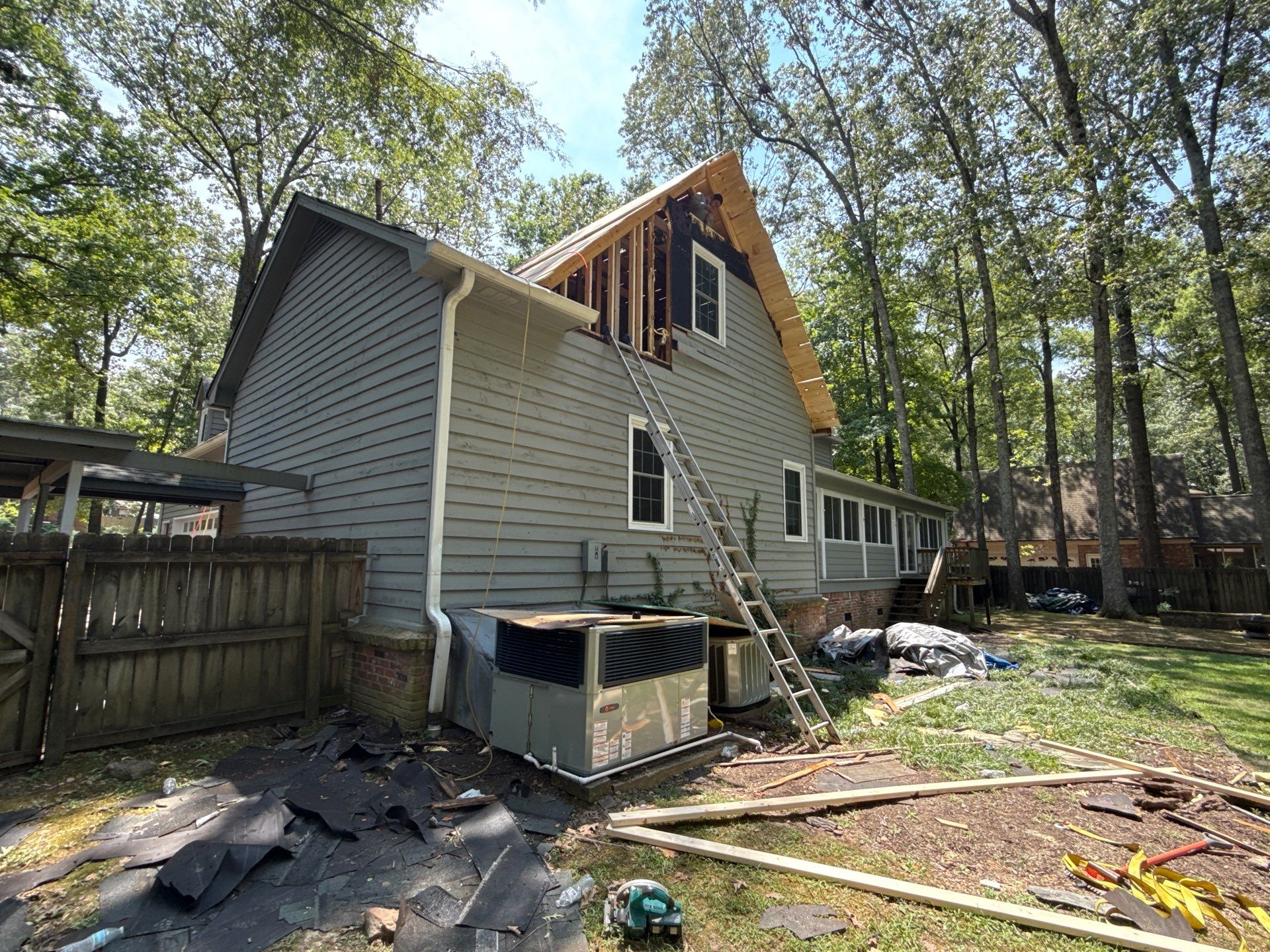 Collierville Roof Replacement Following Major Tree Impact Damage with interior repairs by Revival Roofing Services
