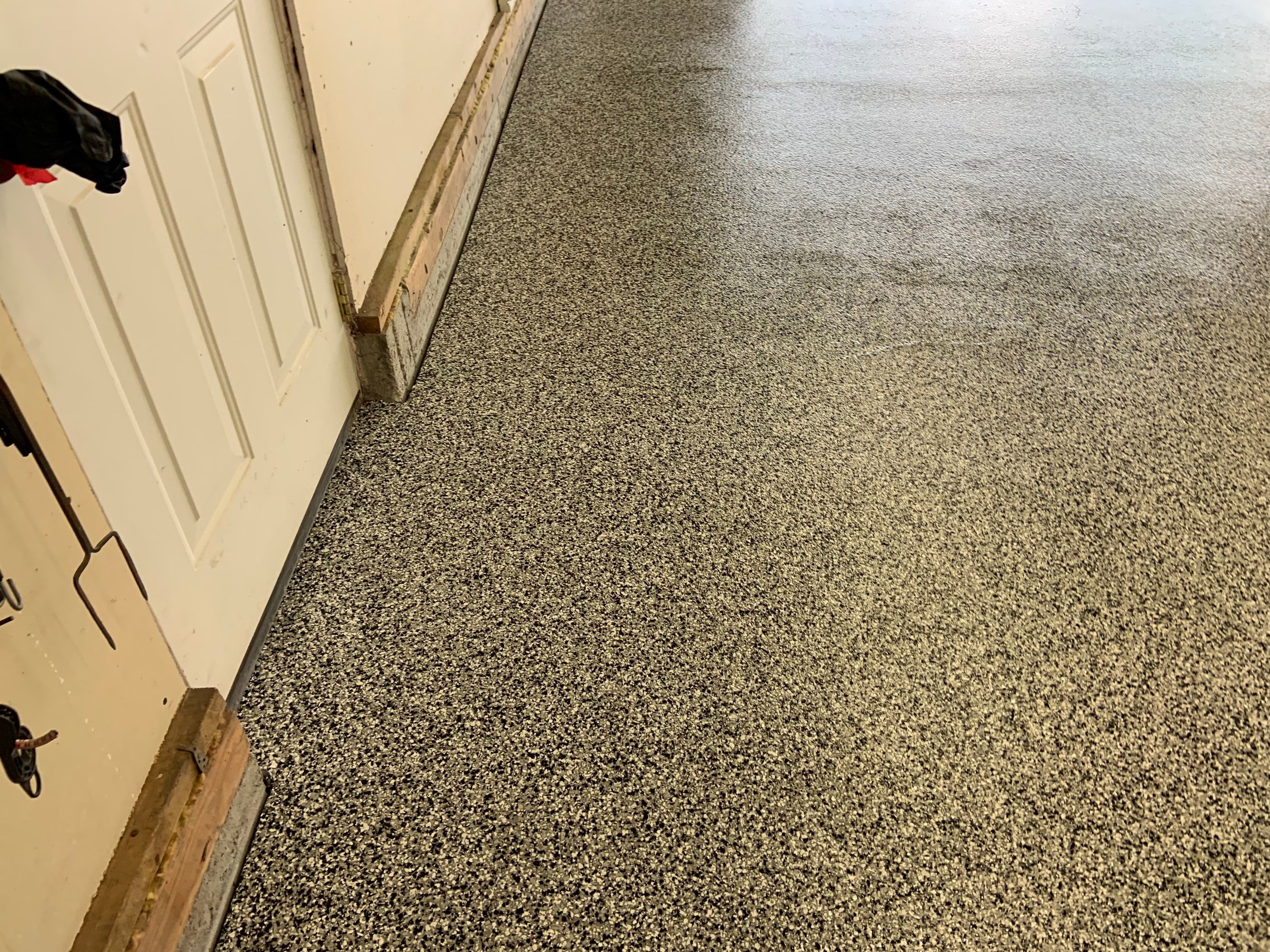 Garage Transformation using Domino for Garage and Pecan for Pool Deck by Croc Coatings, LLC