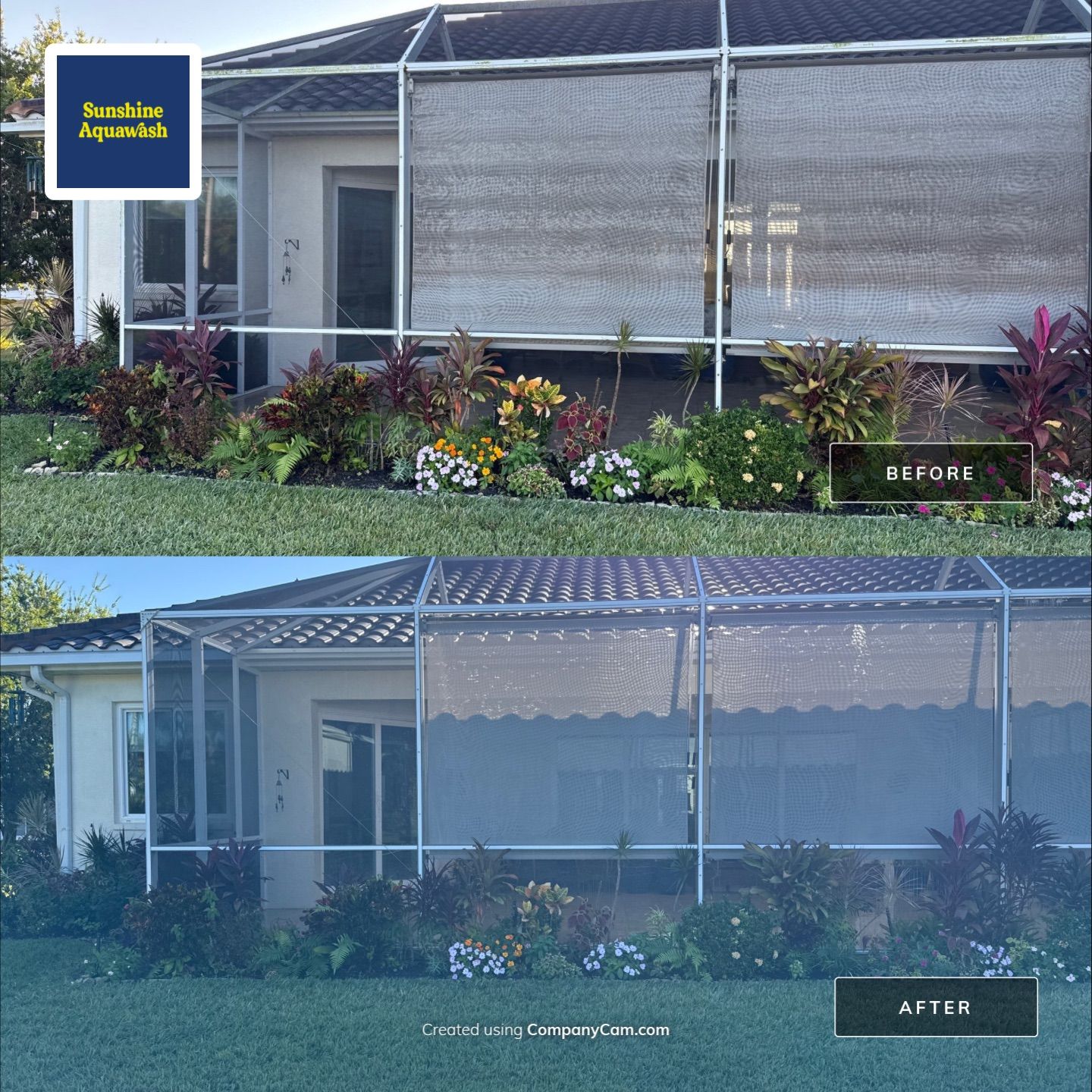 University Park Lanai Transformation | Screen Enclosure & Shade Cleaning by Sunshine AquaWash