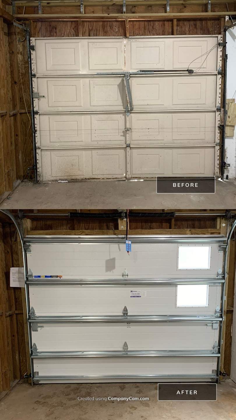 Sectional Garage Door Installation with Wood-Grain Finish in Sunrise - Clopay Modern Steel by The Door Doctor of South Florida, Inc.