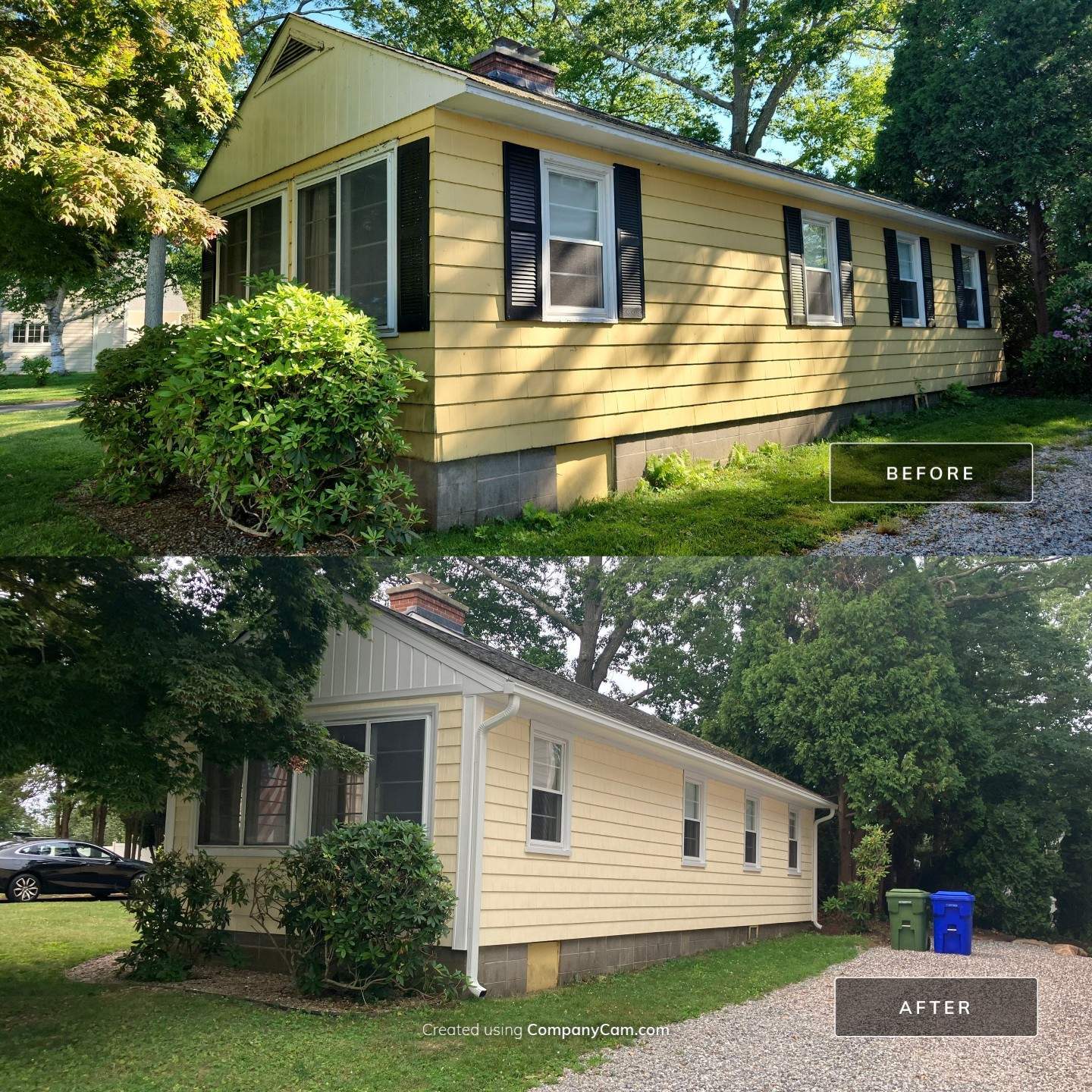Siding Refreshment with Cert Cedar Impressions D/7 Perfection Straight Bottom, Heritage Cream; and Cert S/7 Reverse Board and Batten, White by DiGiorgi Roofing and Siding Inc