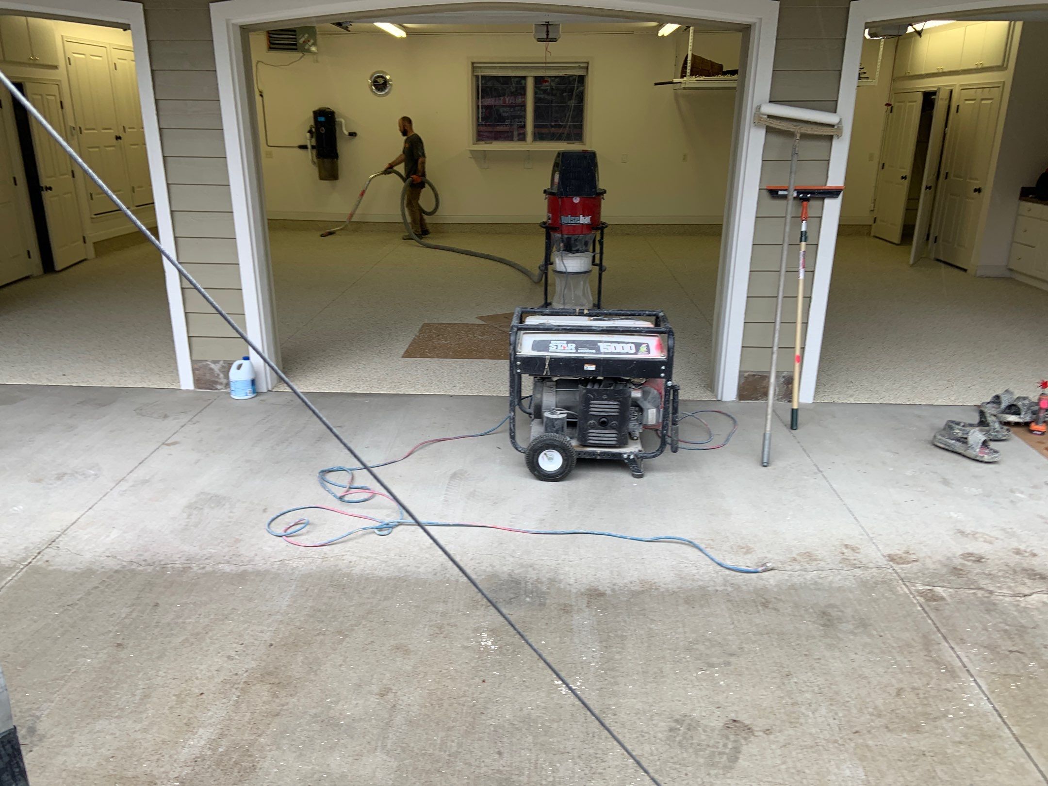 Garage Transformation using Driftwood Colorway by Croc Coatings, LLC