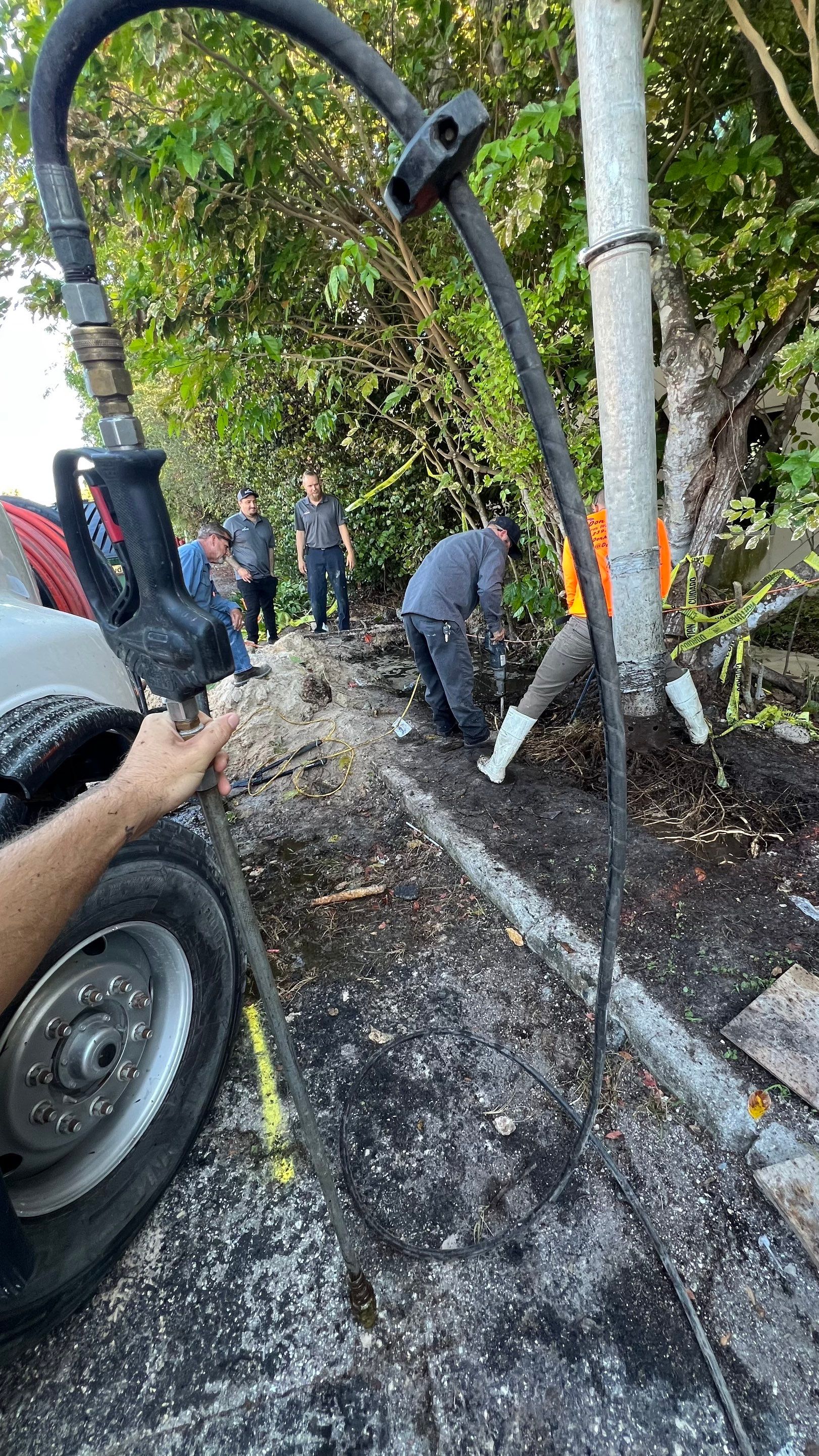 Hydro Excavating a Water Main for Repair by APS Power & Water