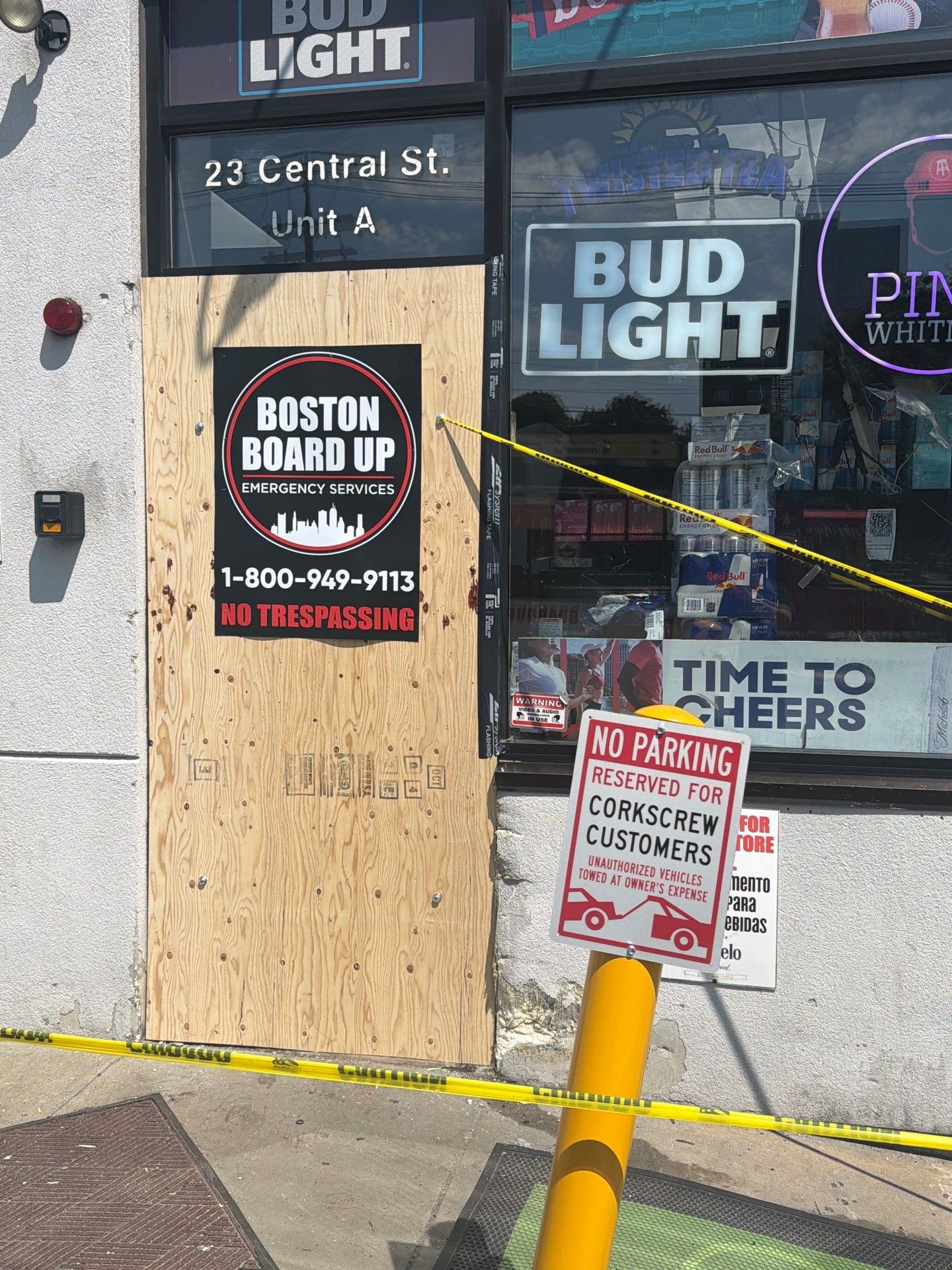 Retail Storefront Emergency Board Up and Door Replacement in Peabody by Boston Board Up