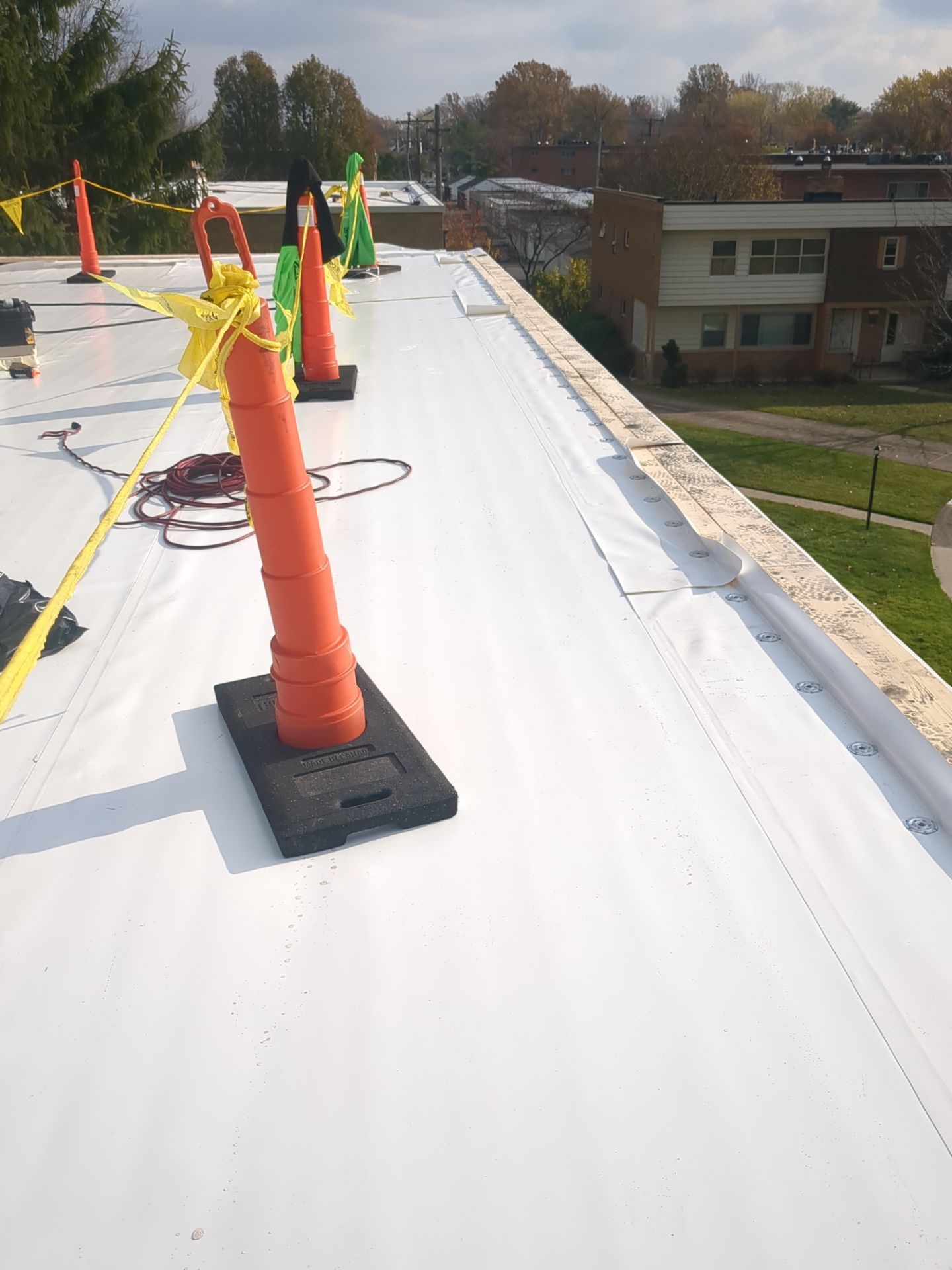 Commercial Roofing Installation using Duro-Last 50 mil PVC by 3 Daughters Construction 