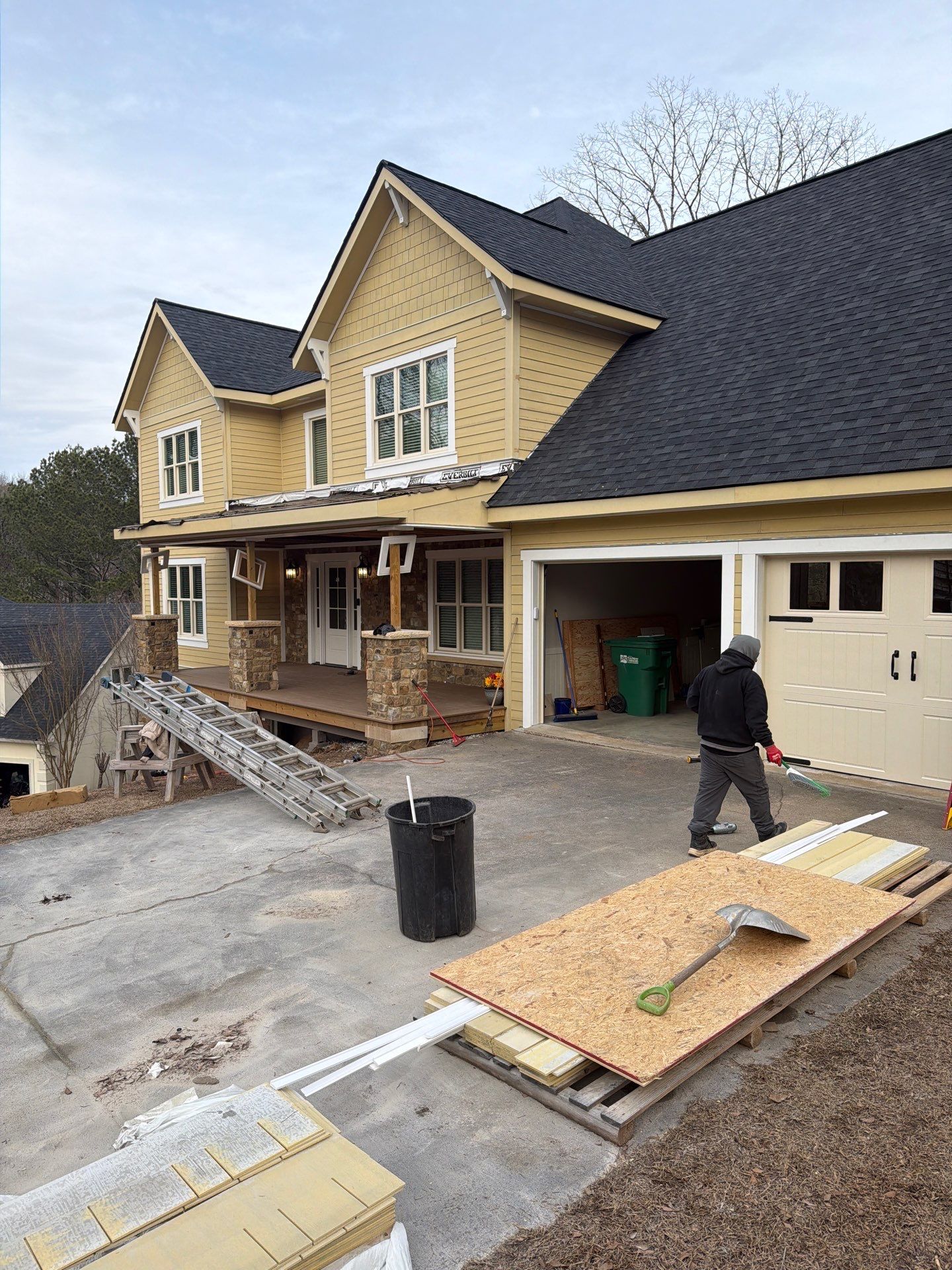 James Hardie Siding Replacement, Exterior Painting, Deck Stain, and Gutter Installation in Peachtree Corners, GA by Nelson Exteriors