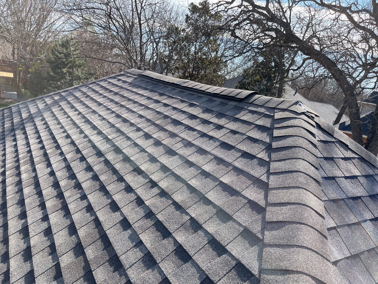 Major storm damage required full roof replacement along with other exterior repairs by First United Roofing & Construction
