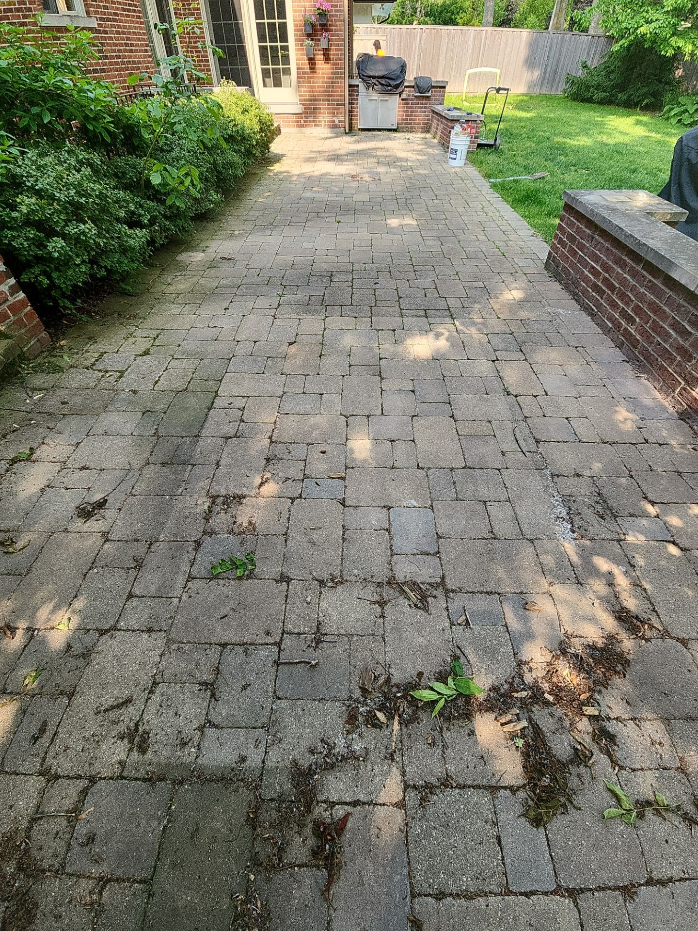 Brick paver repair, clean, seal and poly sanding by Northern Power Washing LLC.