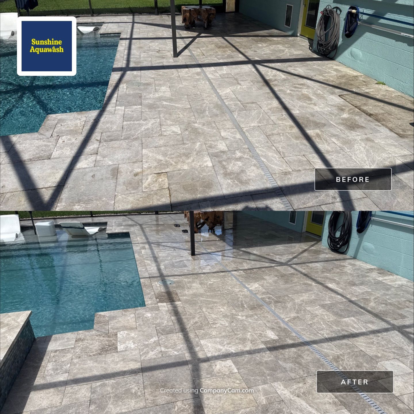 Travertine Pool Deck, Lanai & Screen Enclosure Cleaning Near Manatee River | Bradenton, FL by Sunshine AquaWash