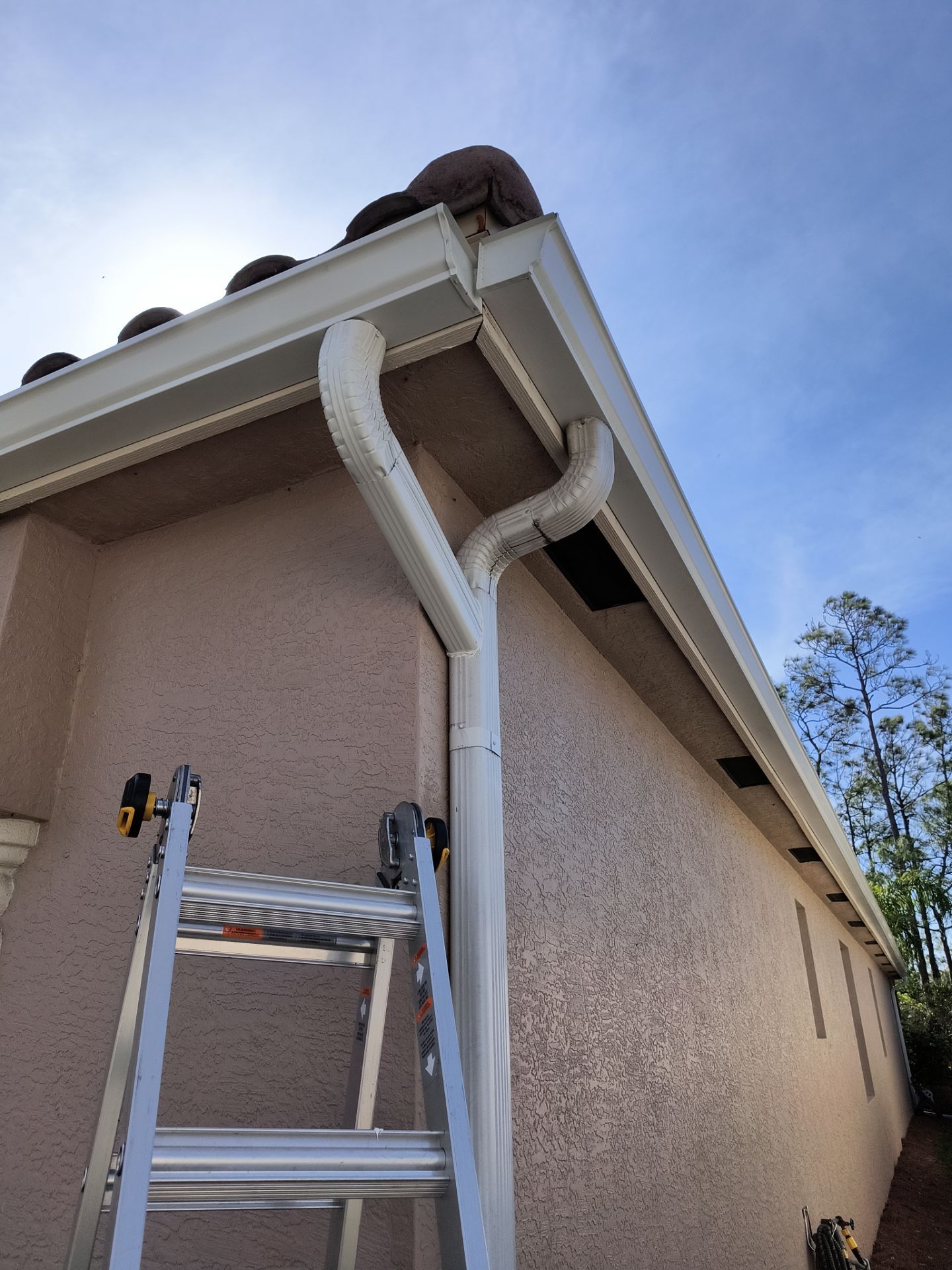 White Aluminum K-style Gutters 6'' K-style and Downspouts in Naples FL by Gutter Professors