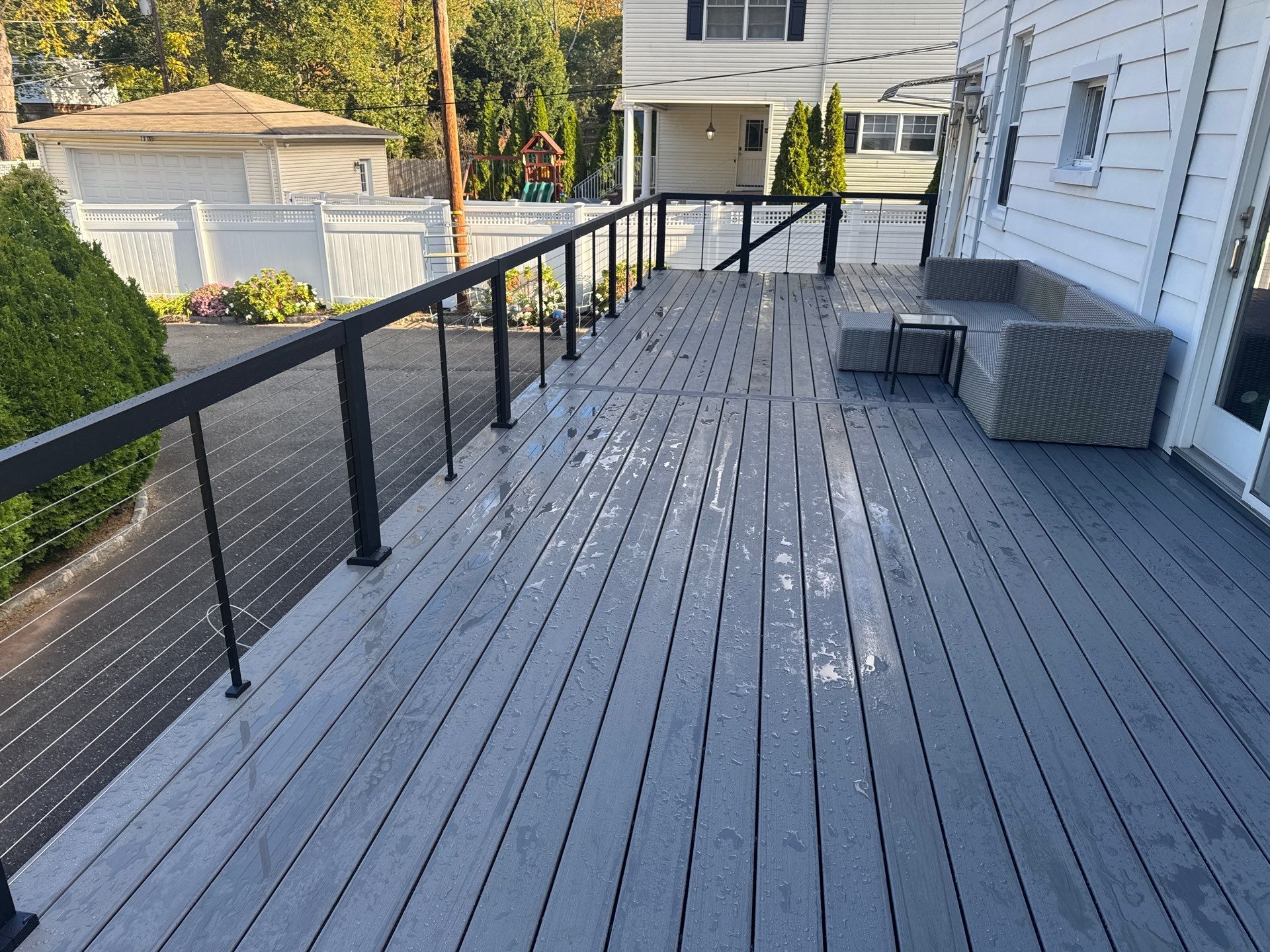 new deck with cable rails in Montclair NJ by deck guardian