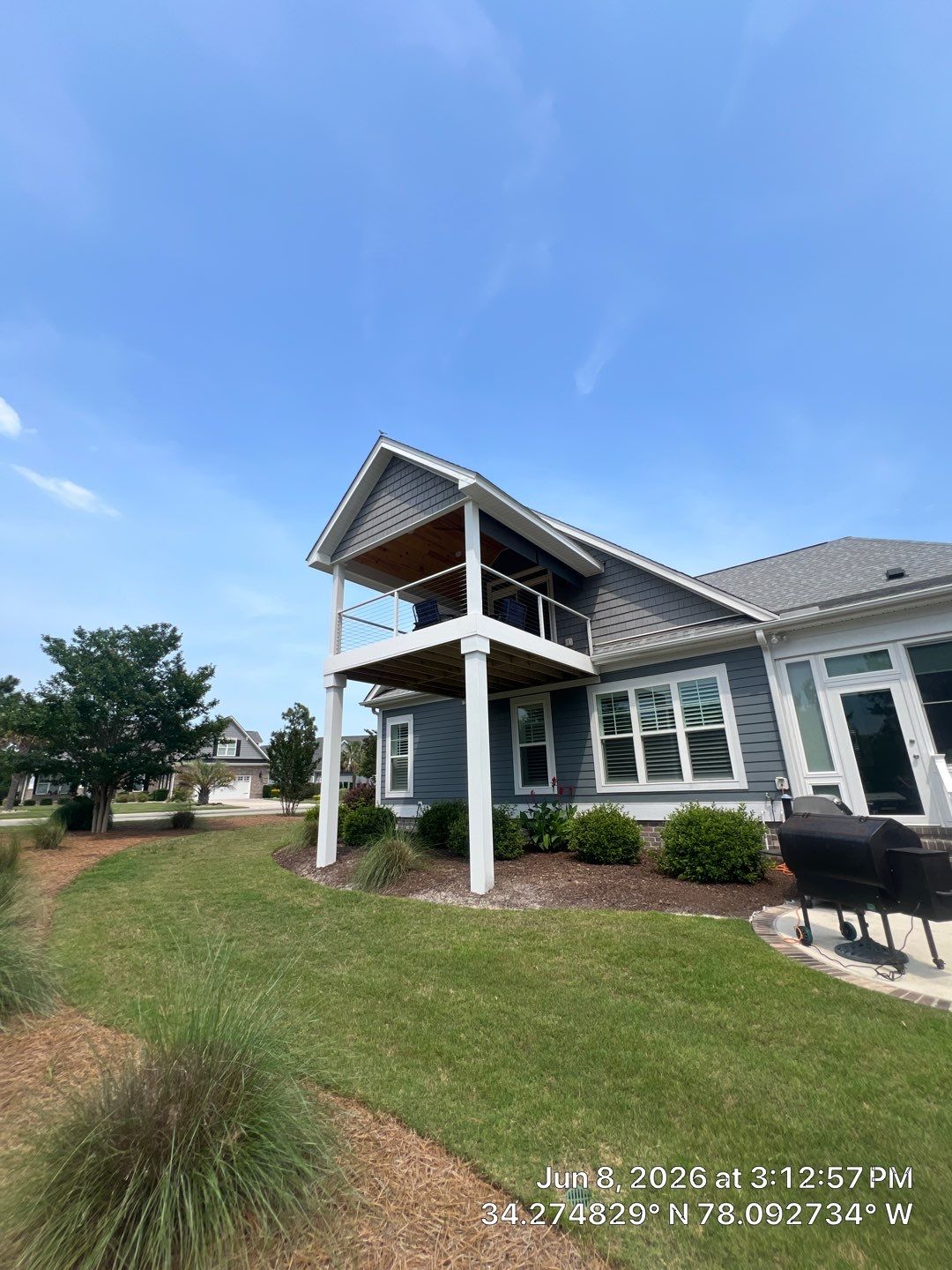 Two-Story Elevated Porch and Deck Construction in Leland, NC by RGR Construction and Roofing, LLC
