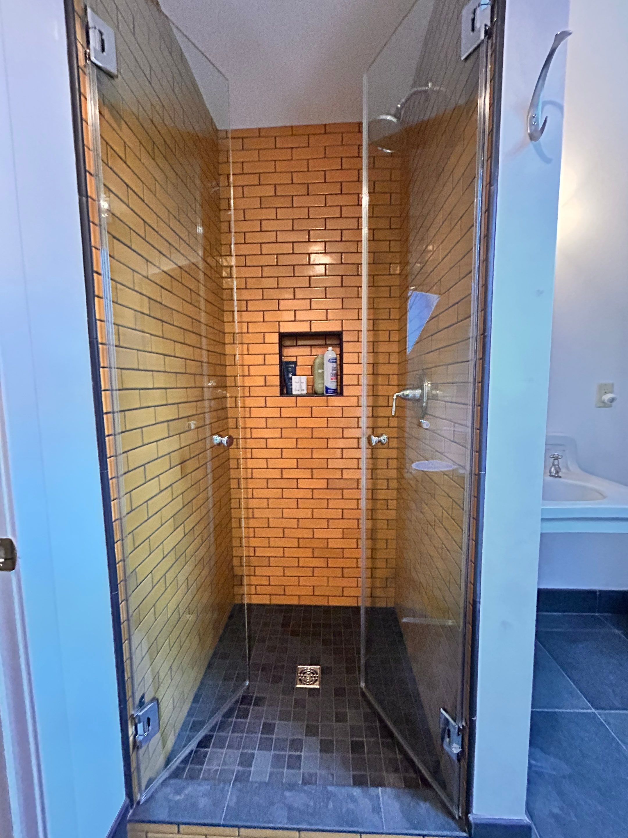 French Door Shower using Tempered Shower Glass by Cheshire Glass Company