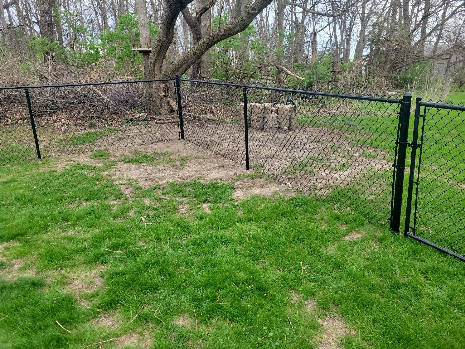 Residential Black Vinyl-Coated Chain Link Perimeter Fence in Garwin by Perfect Picket Fence and Stain