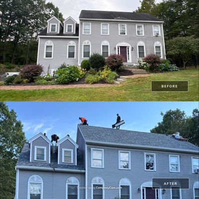 Roof Replacement in Brentwood, NH – Owens Corning Duration Slatestone Gray with New Gutters