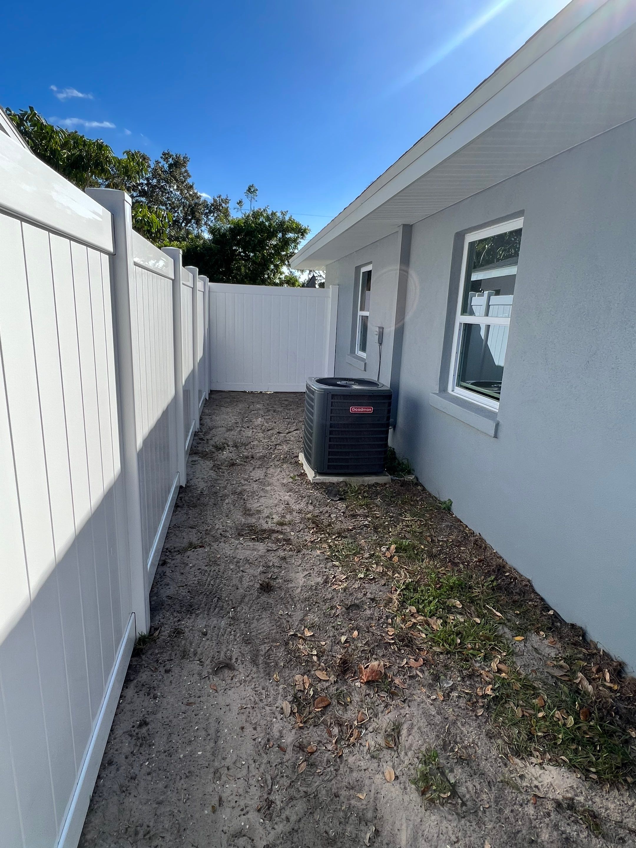 Vinyl Privacy Fence With AC Enclosure and Storage Corral by Asap fence and gates, LLC