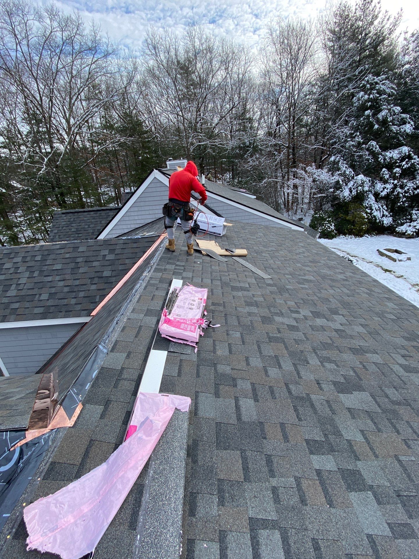 Carlisle Roofing Installation using Owens Corning Shingles and Copper by Mighty Dog Roofing of Greater Middlesex County