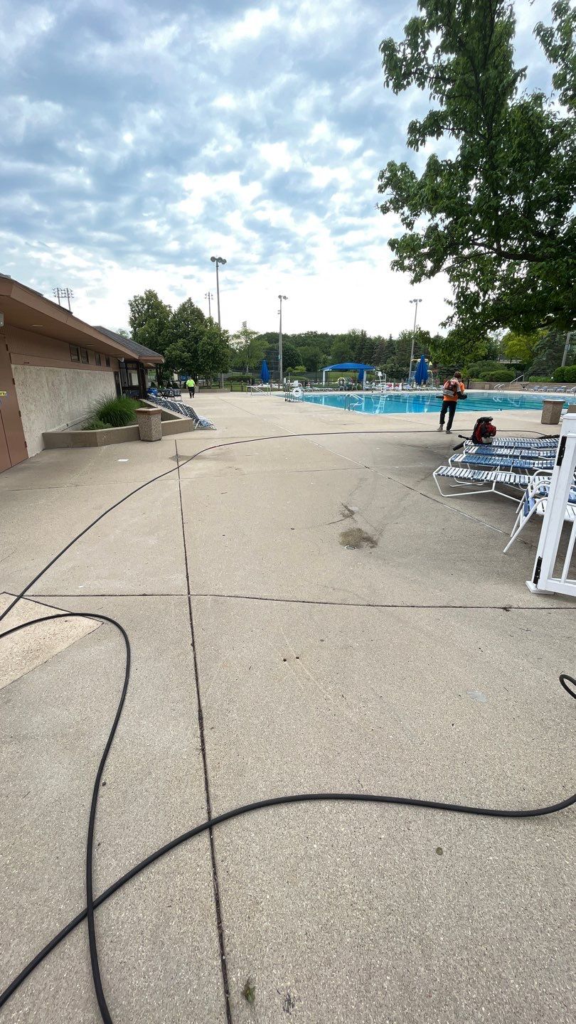 Northbrook, IL Park Dist. Pool deck by Northern Power Washing LLC.