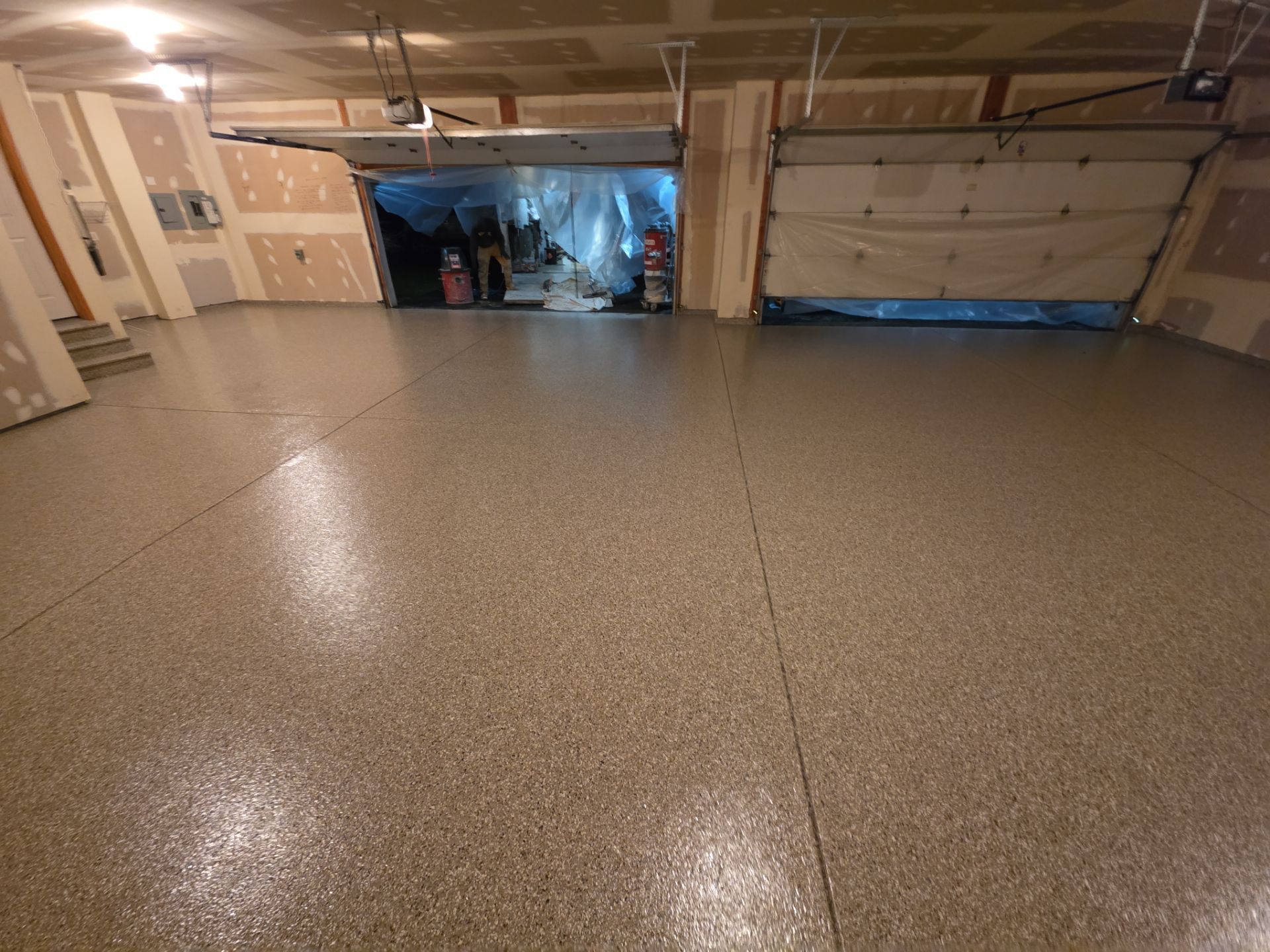 Garage Transformation using Pebble Beach by Croc Coatings, LLC