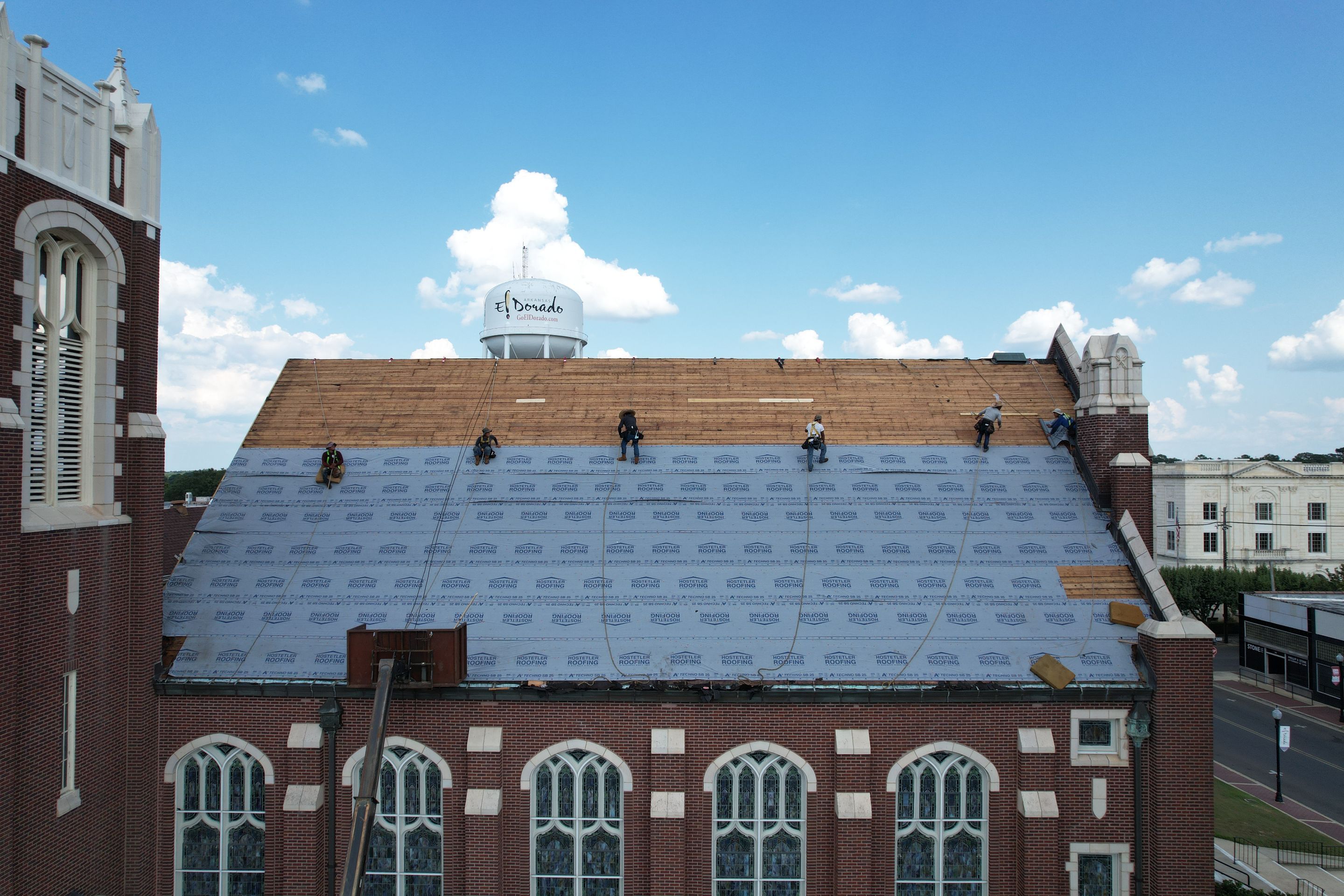 Commercial Roof Replacement using Malarkey Vista Shingles and 50 mil PVC by Hostetler Roofing