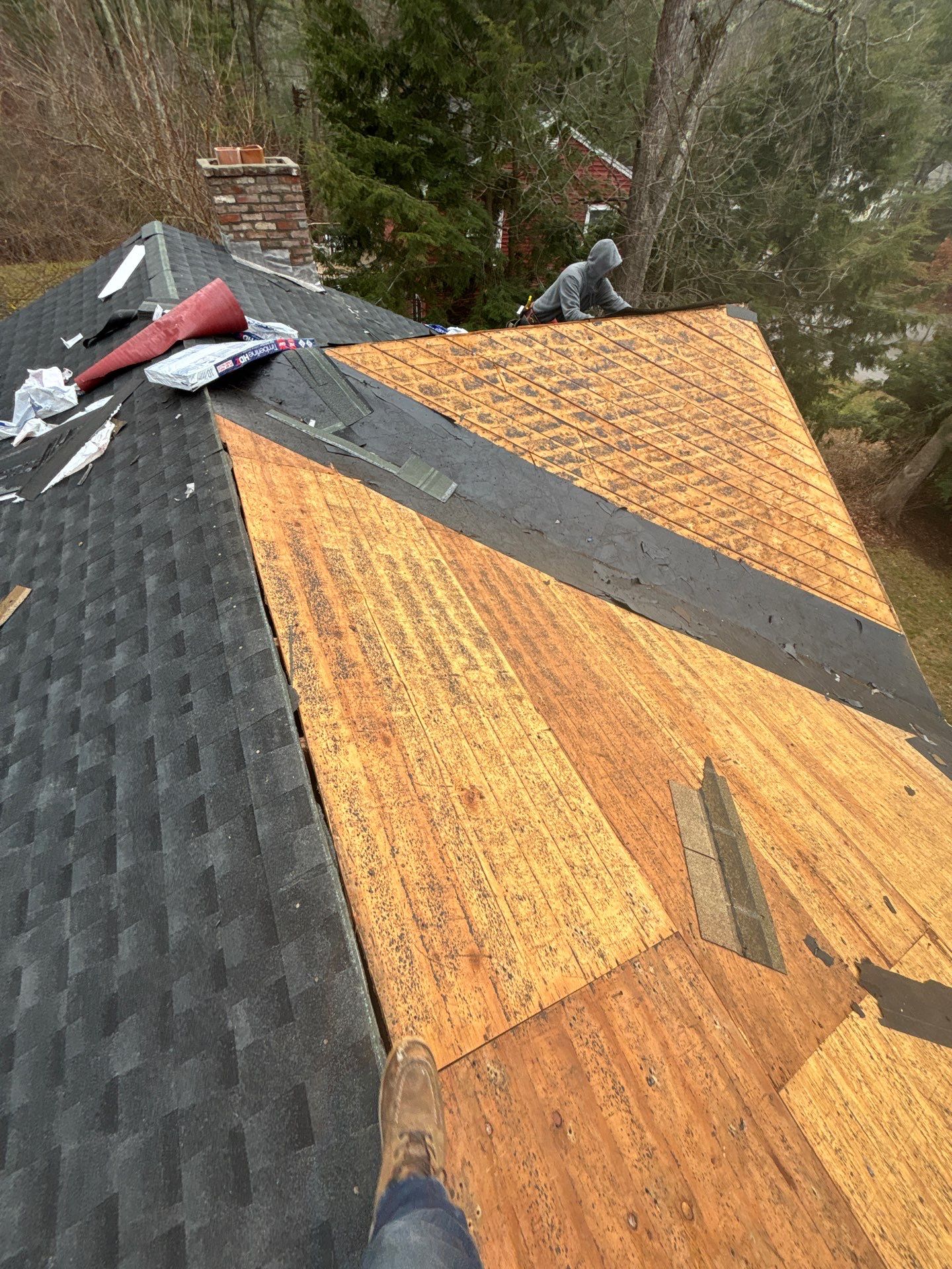 GAF Charcoal Roof Replacement with Vent Leak Repairs, PVC Fascia & Leaf Guard Gutters by Sensible Home Solutions