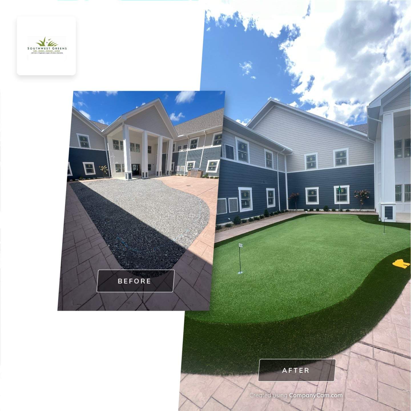 Senior Living Synthetic Golf Green Installation at Saybrook Inn by Southwest Greens Midwest