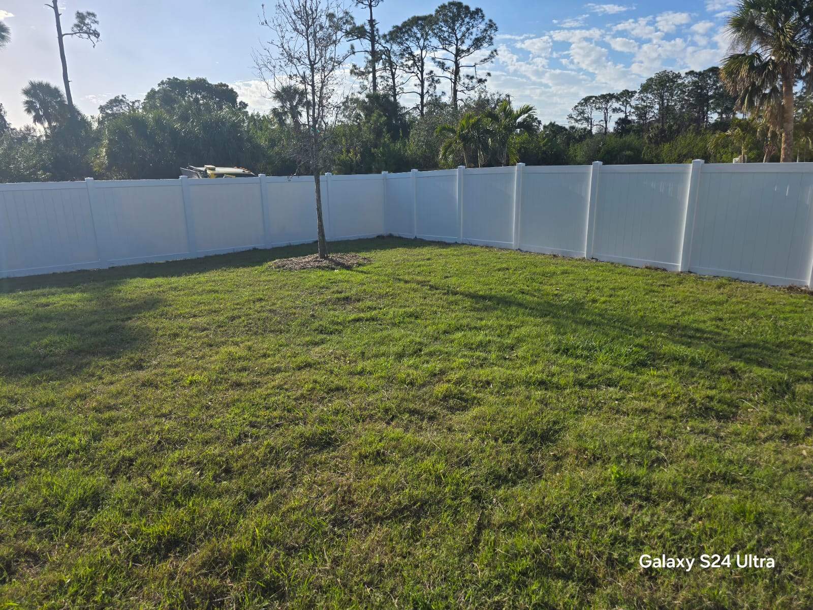 Residential White Vinyl Privacy Fence Installation in North Port by True Fence LLC