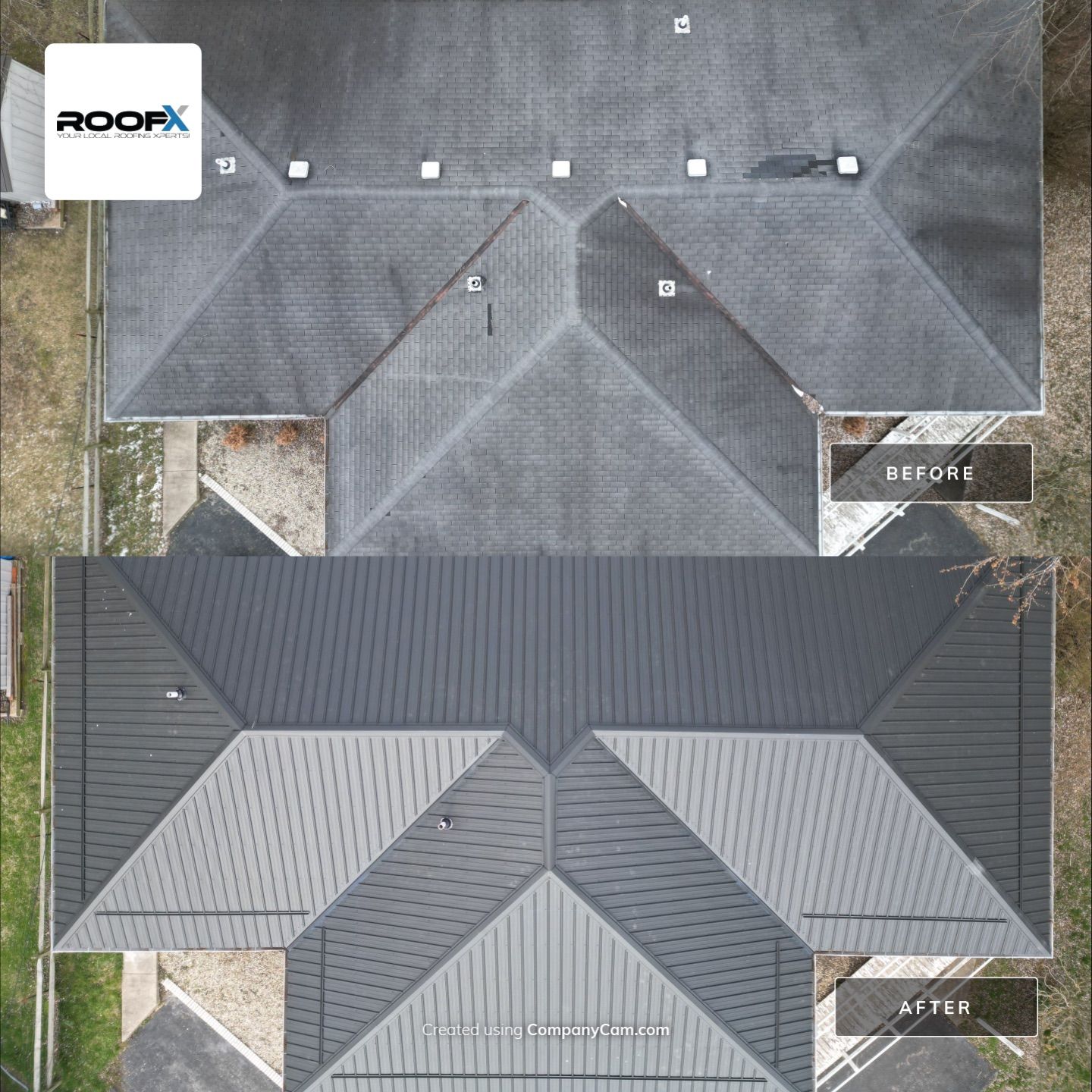 Commercial Roofing Installation using Performance Panel Metal - Frost Black by RoofX 