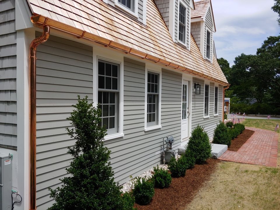 Duxbury, MA Gutter Installation using Half Round Seamless Copper Gutter by Gutter Pro Enterprises