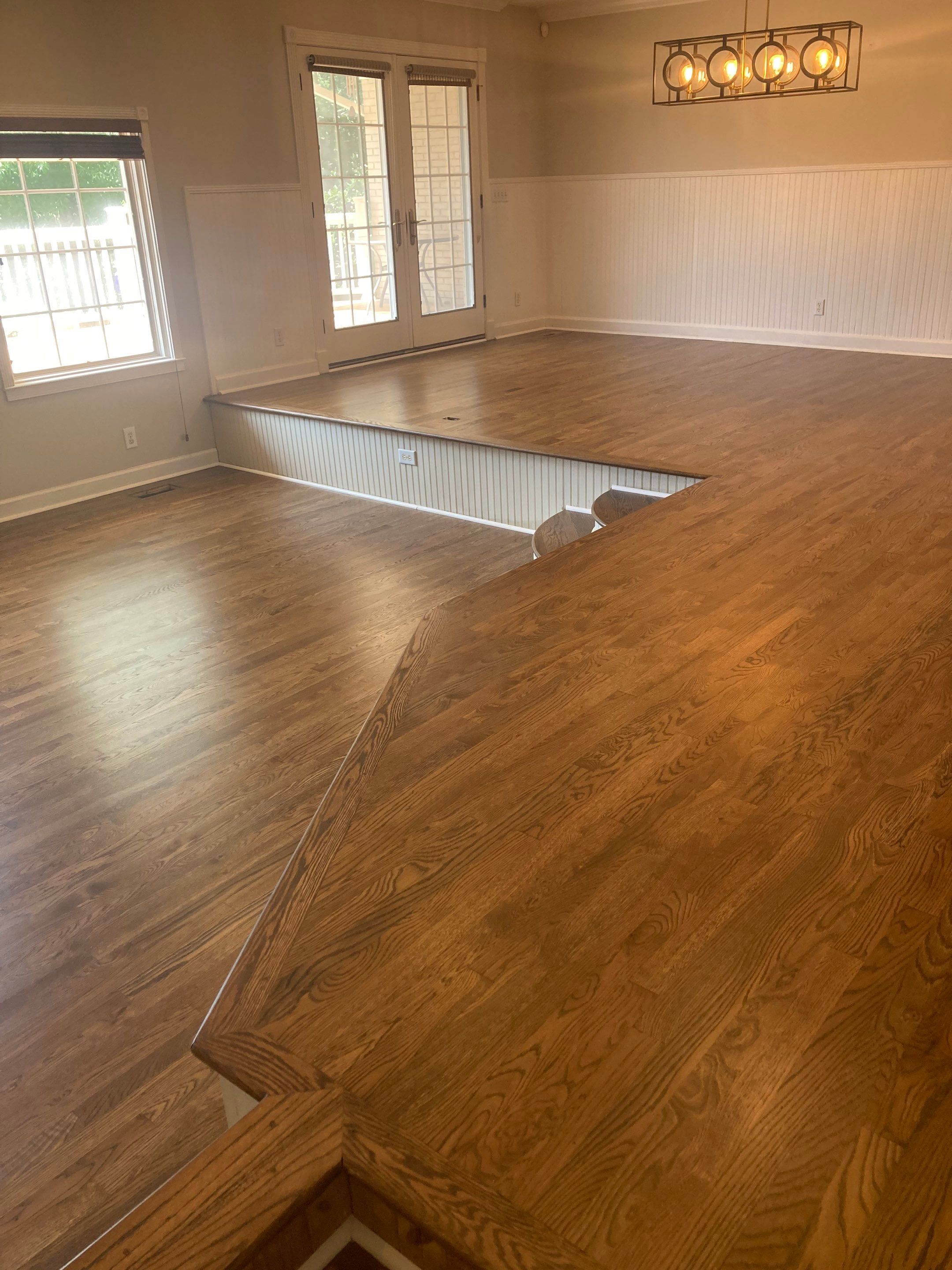Red and White oak refinish with Duraseal Special Walnut Stain by Footprints Floors of Nashville